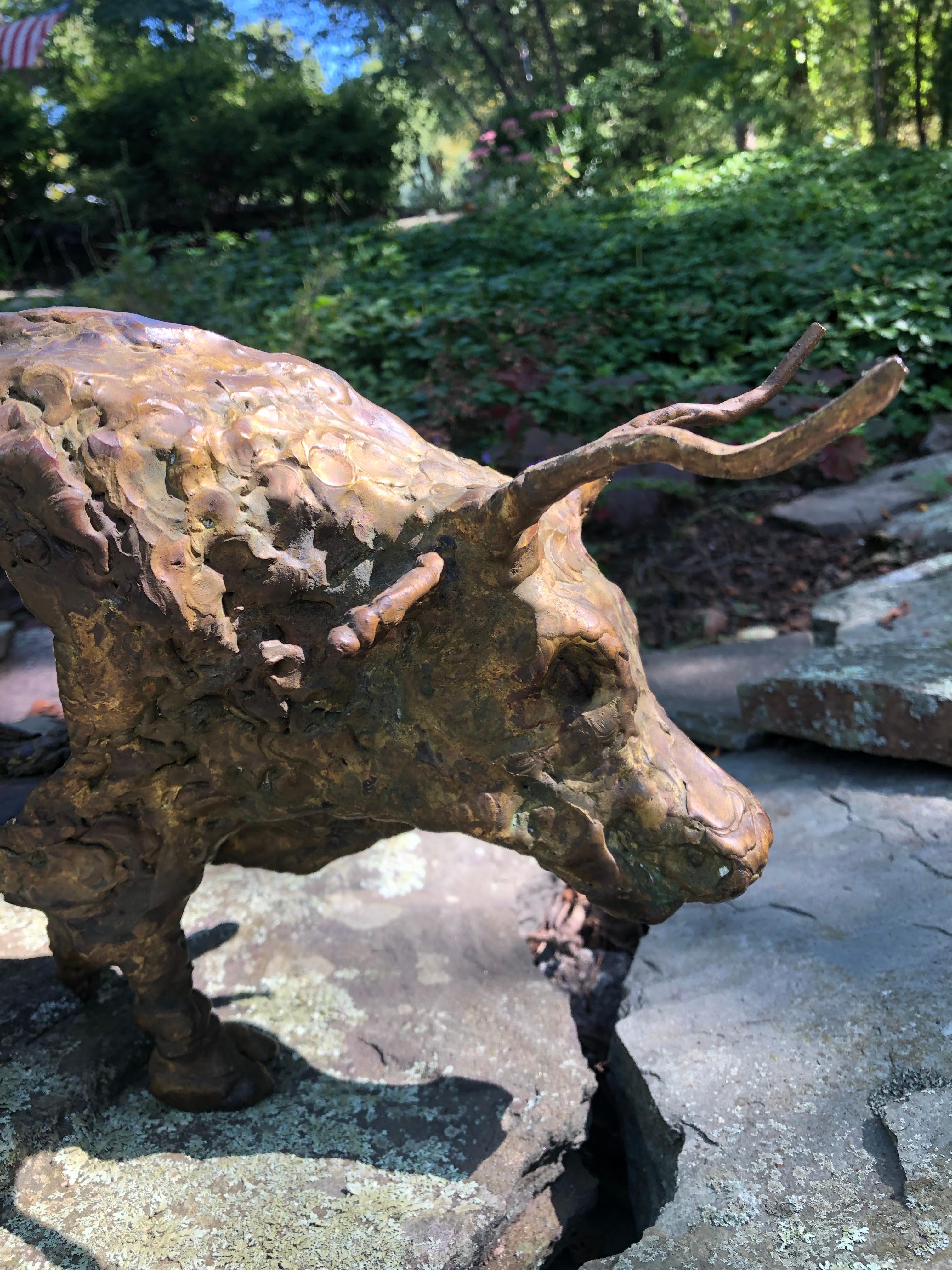 Brutalist bronze bull by John Behan signed
Awesome Design 
Born in Dublin in 1938, and now living and working near Galway city where he continues to vary his style of expression, John Behan is firmly established as a sculptor of international