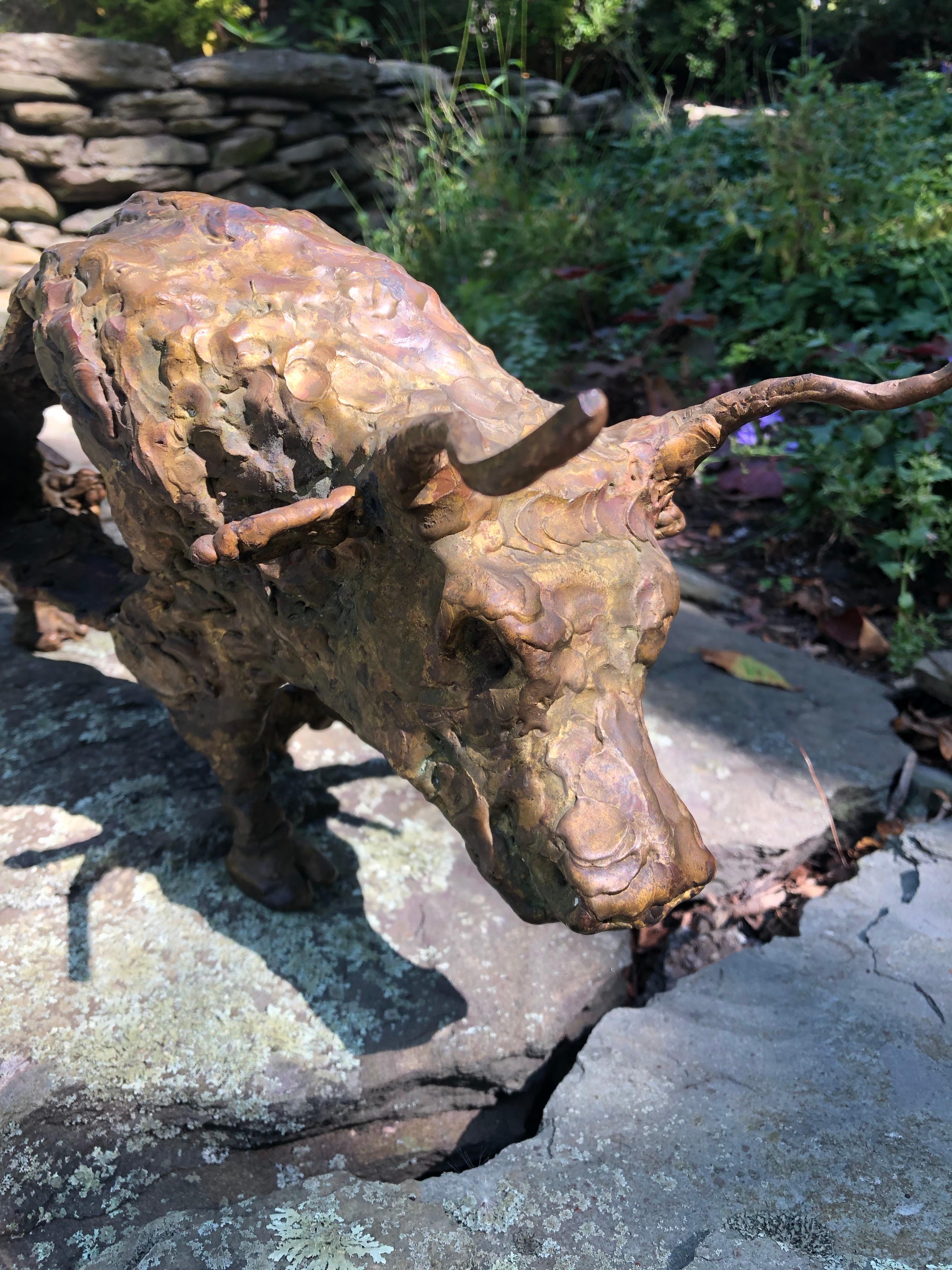 Irish Brutalist Bronze Bull For Sale