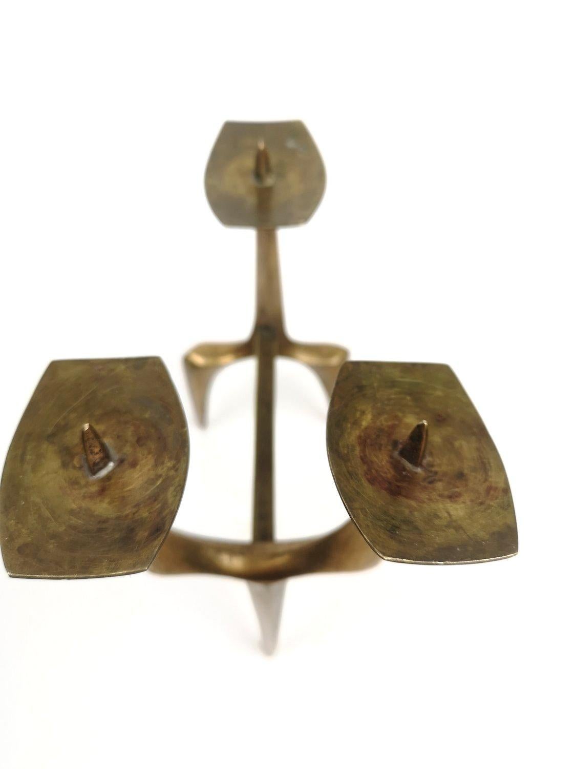 Bronze Brutalist bronze candelabra, 1960's (50218) For Sale