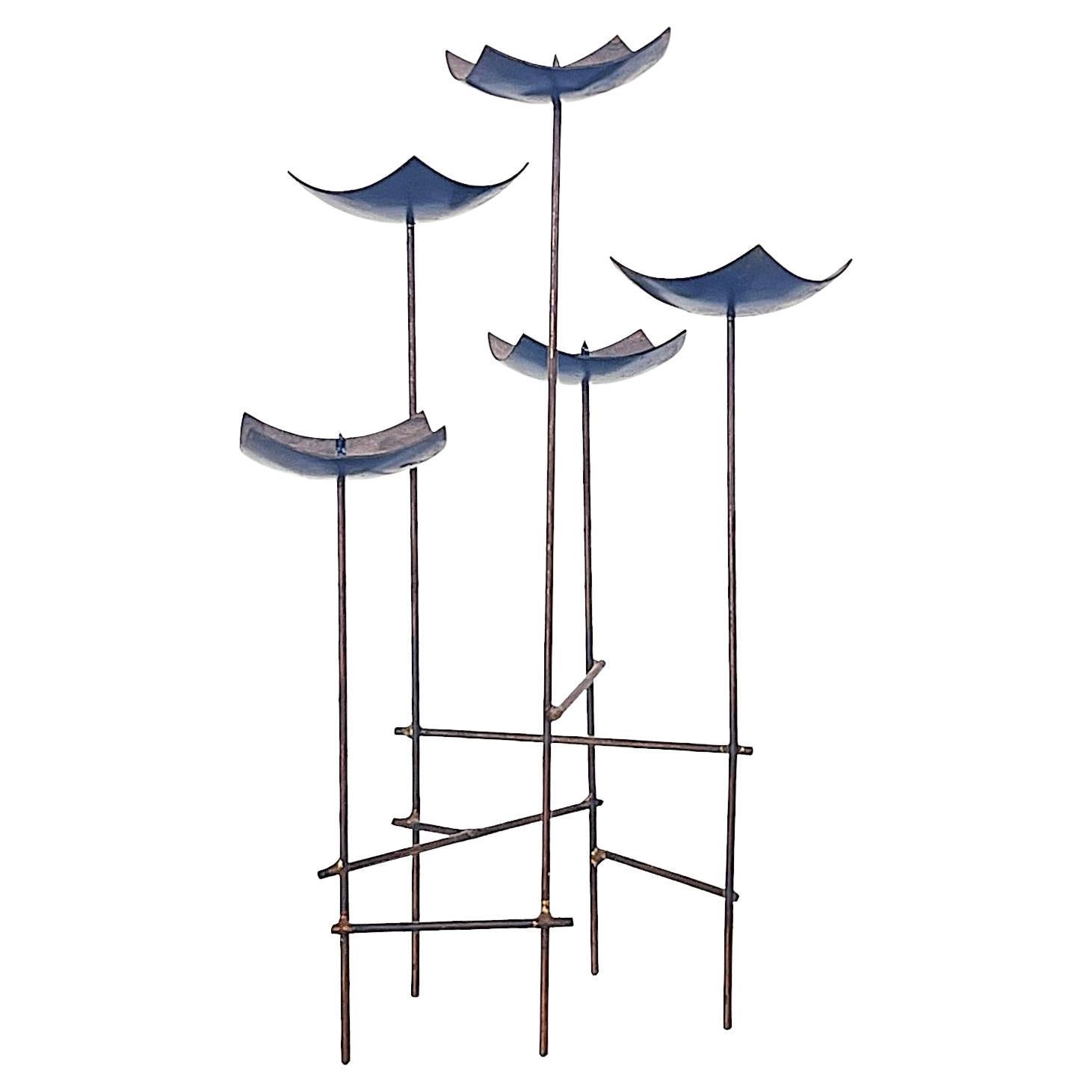 Brutalist sculptural bronze candelabra, artist unknown, Bronx, NY, c. 1950’s
Richly patinated, hand-forged 

This item is part of the CABINE x WILDCRAFT MODERN Caumsett Preservation Collection - 10% of sales of The Preservation Collection will be