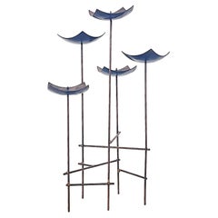 Brutalist Bronze Candelabra, c 1950s Modernist Sculptural Candleholder