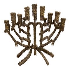 Candelabro o Menorah de Bronce Brutalista de Daniel Gluck, California, años 70