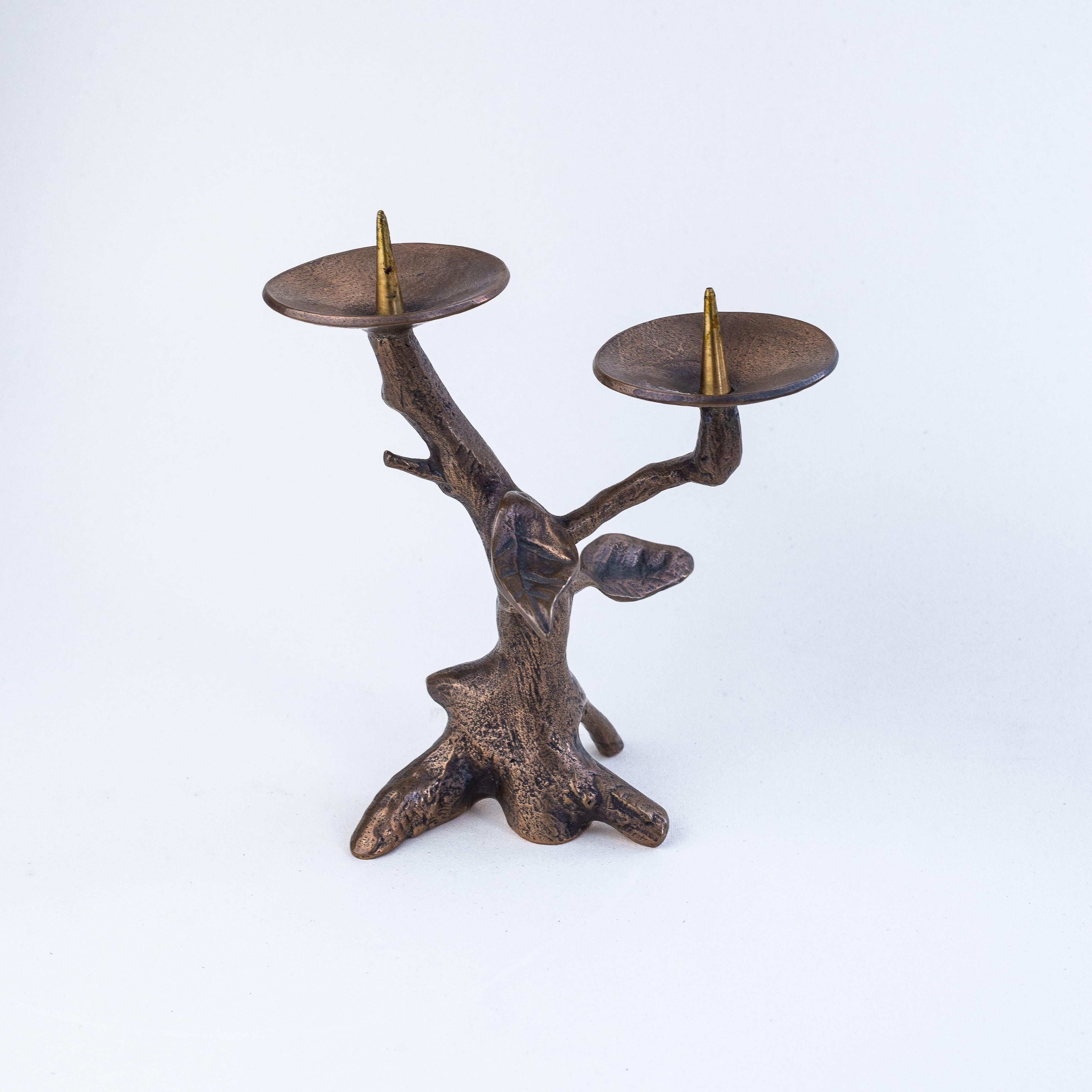 Mid-Century Modern Candélabre brutaliste, arbre et feuilles moderniste, France, années 1970 en vente