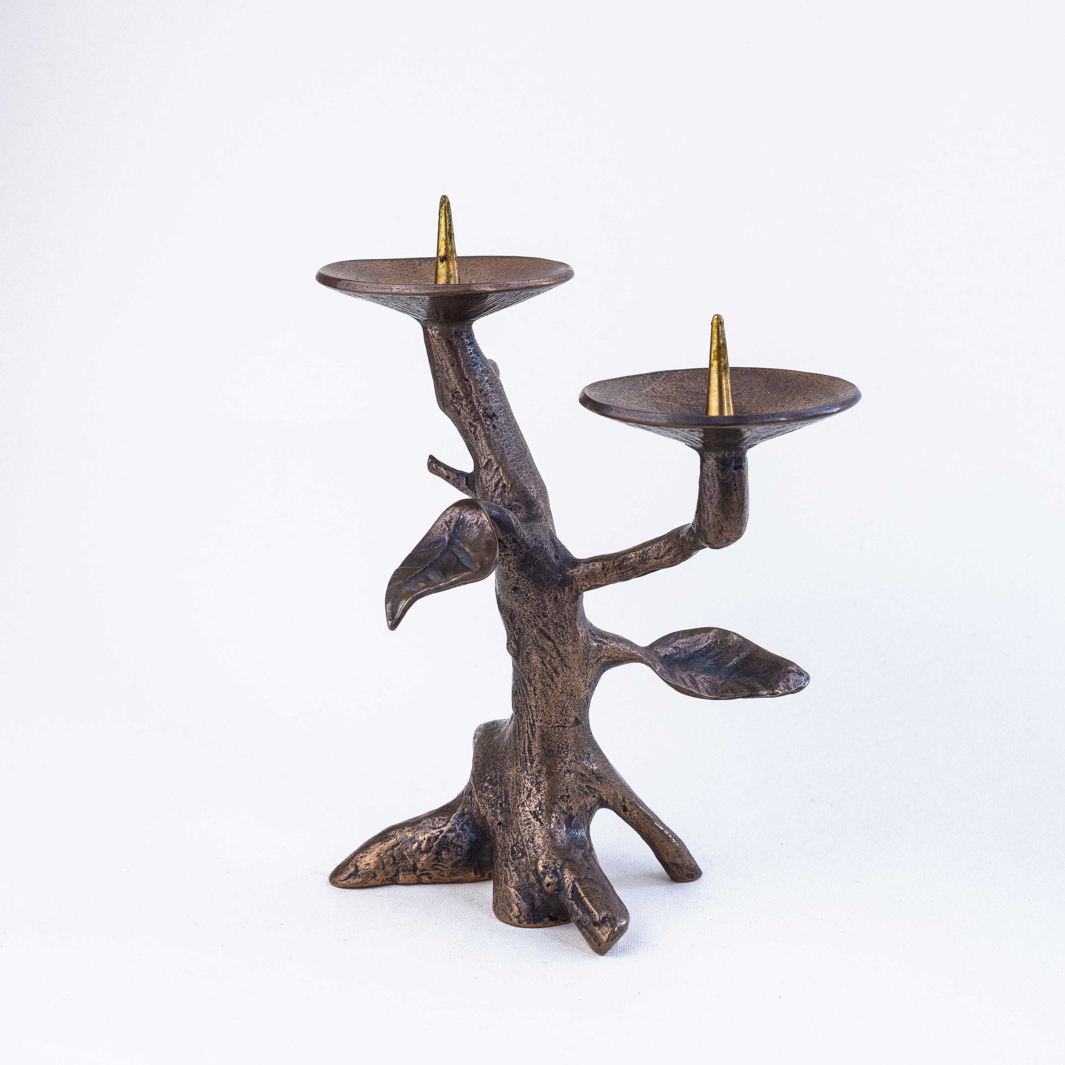 Européen Candélabre brutaliste, arbre et feuilles moderniste, France, années 1970 en vente