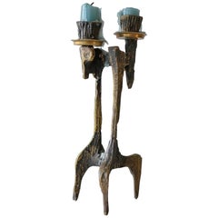 Brutalist Bronze Candleholder, 1960s