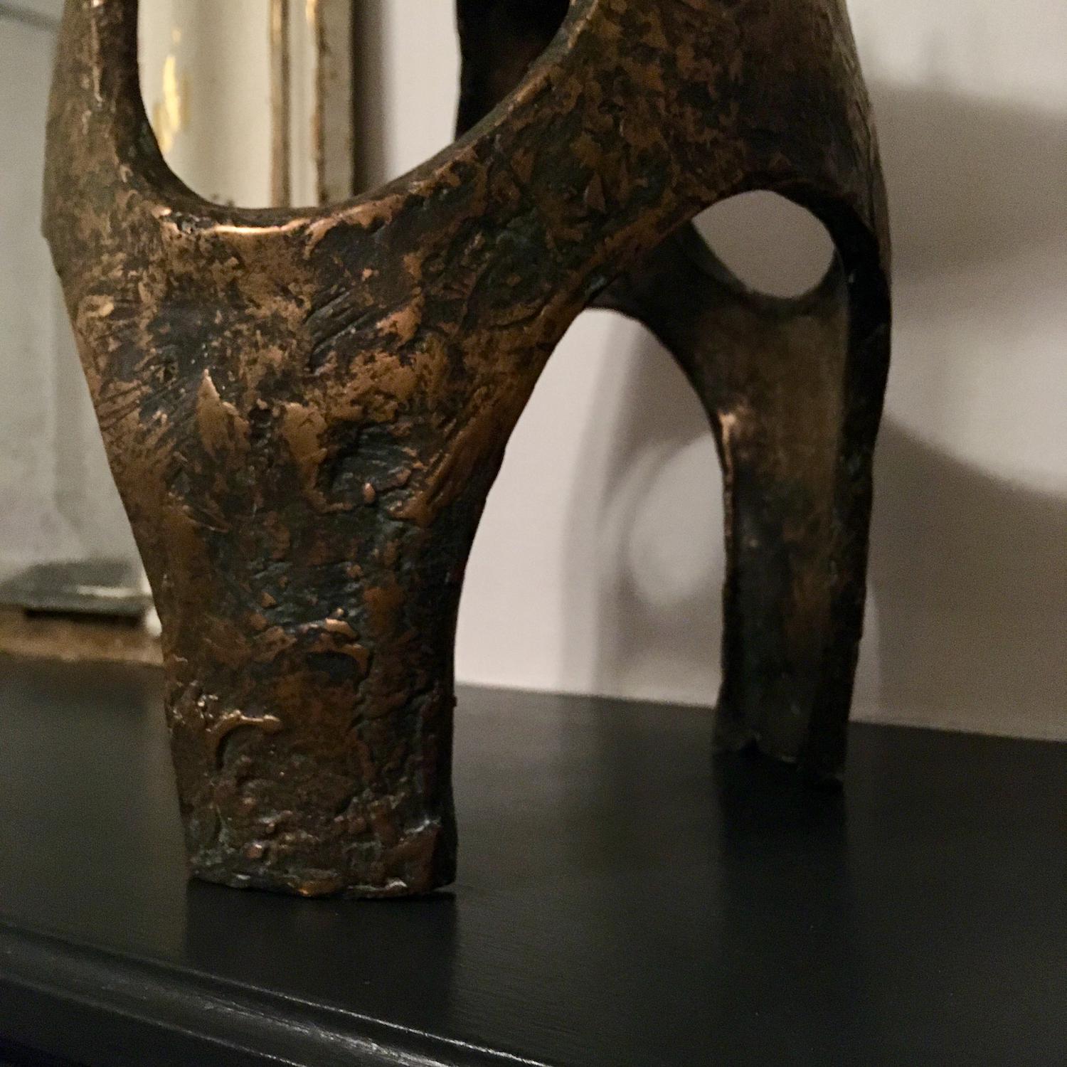 Brutalist Bronze Candle Holder, Germany Mid-20th Century For Sale 1