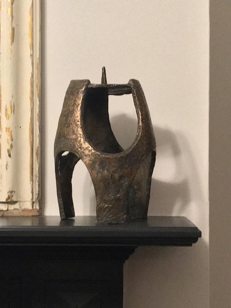Brutalist Bronze Candle Holder, Germany Mid20th Century For Sale at