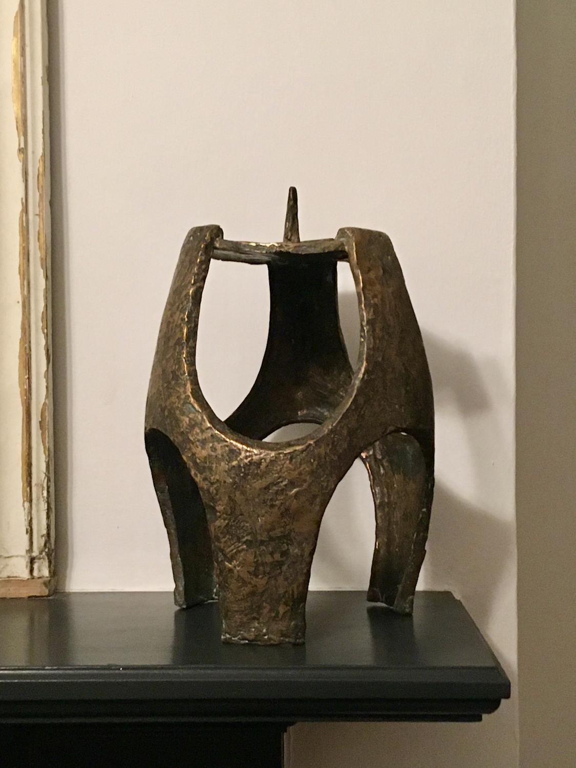 Brutalist Bronze Candle Holder, Germany Mid-20th Century For Sale 4