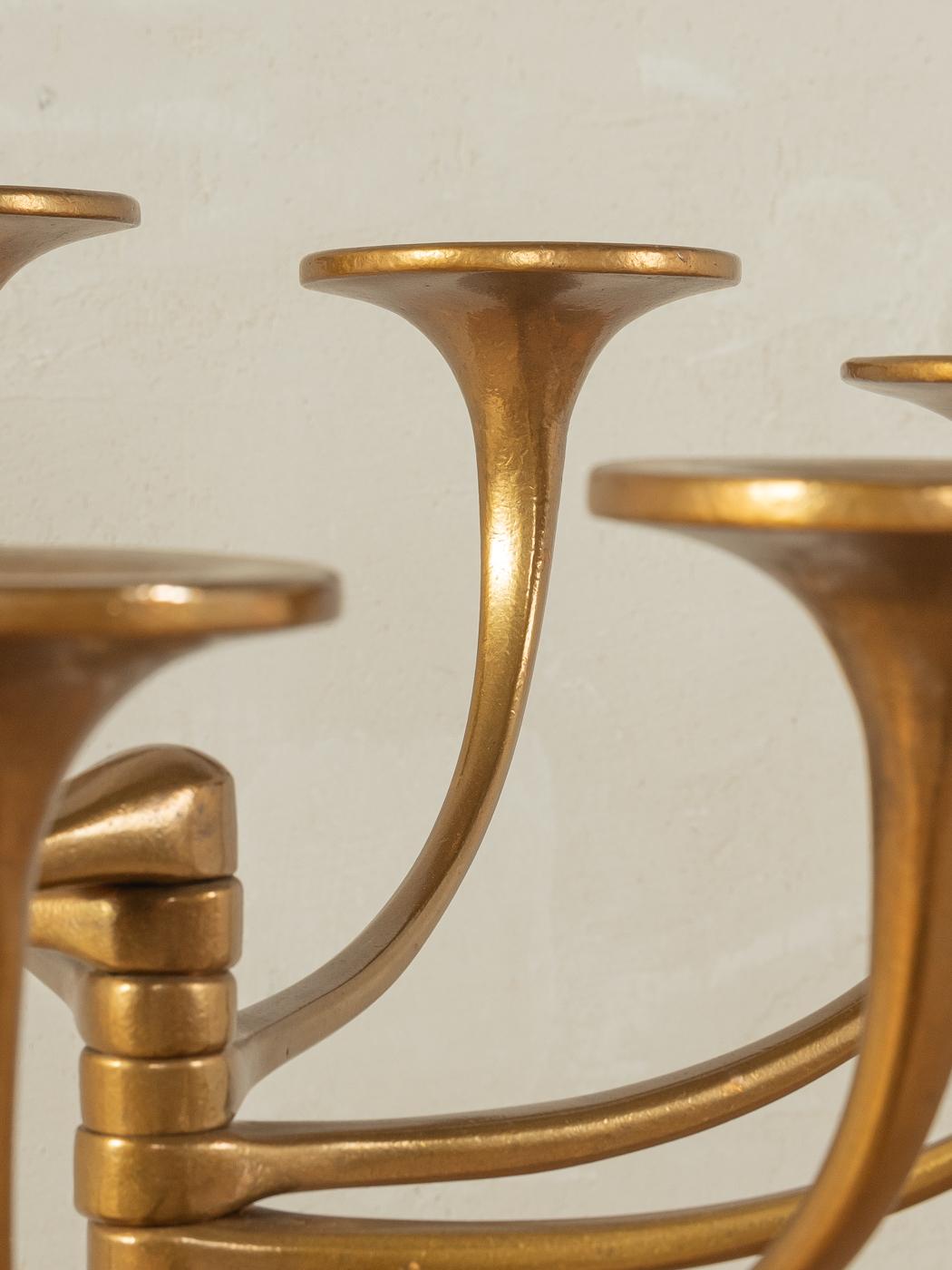 Brutalistischer Bronze-Kerzenhalter, Michael Harjes im Angebot 1