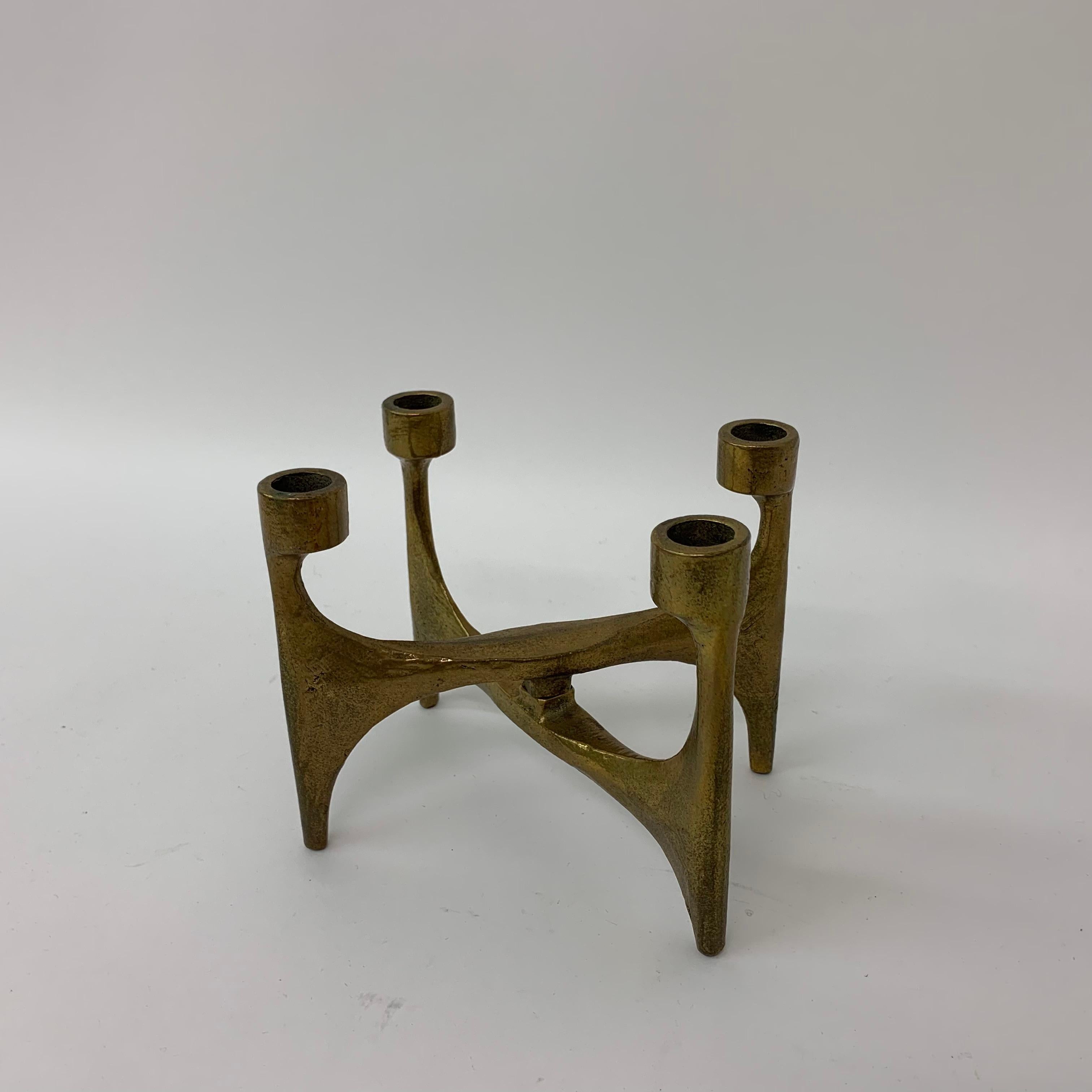 Brutalist Bronze Candle Stick, 1970’s For Sale 7