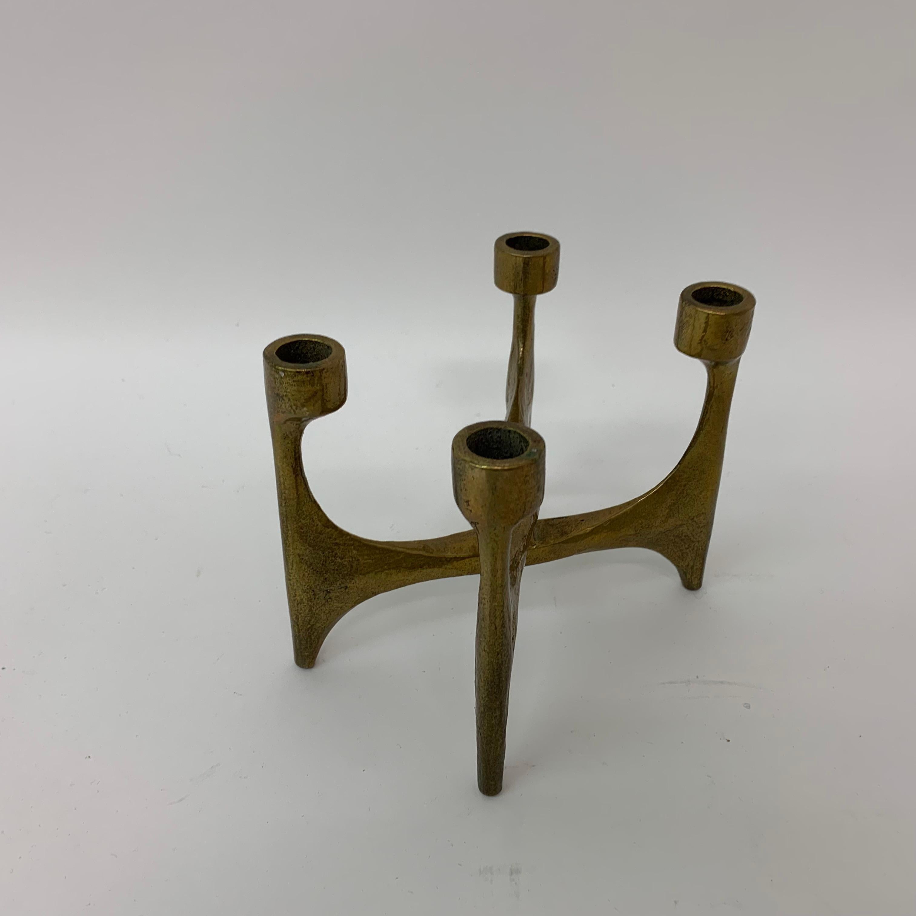 Brutalist Bronze Candle Stick, 1970’s For Sale 4