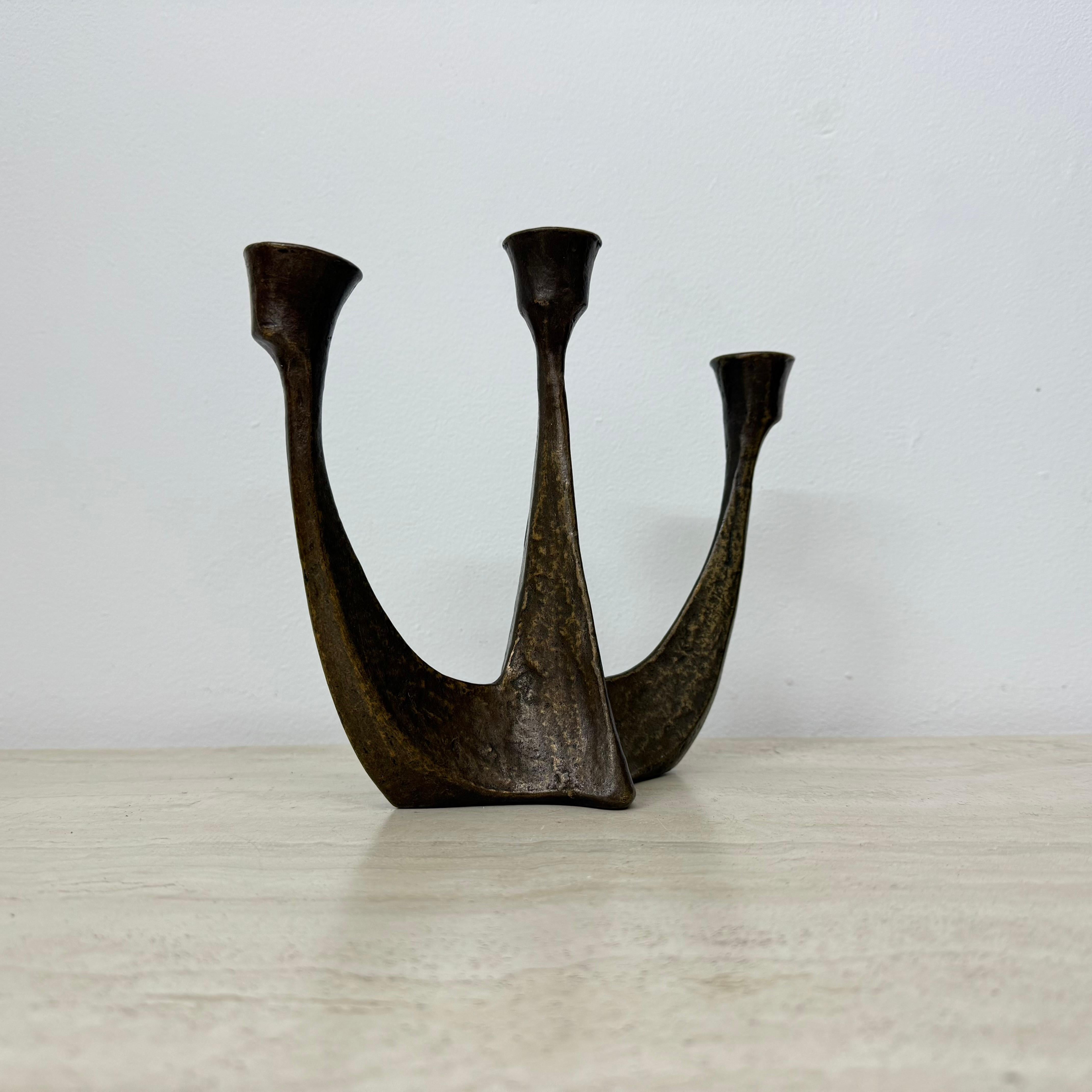 Brutalist bronze candle stick by Horst Dalbeck , 1970s Germany For Sale 6