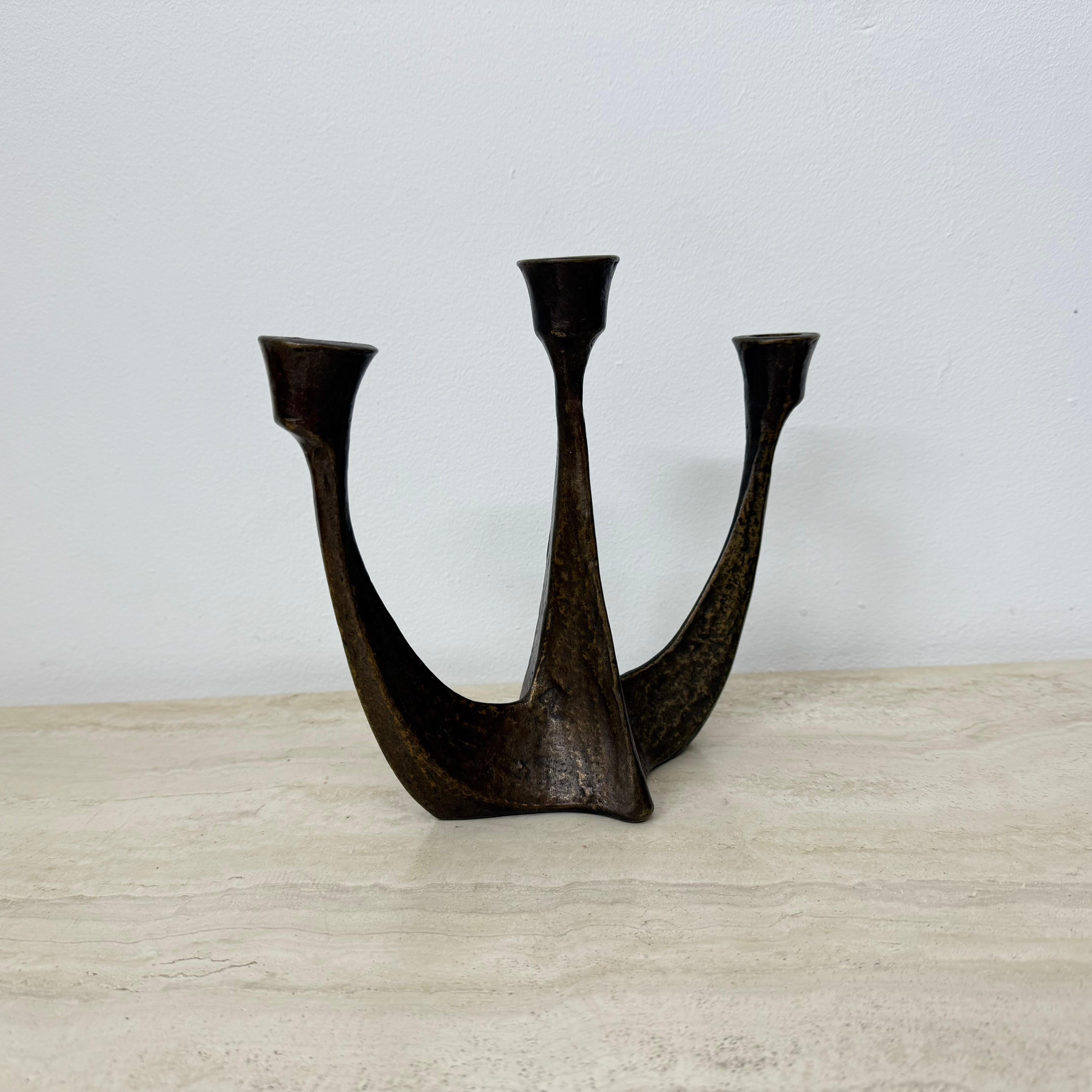 Brutalist bronze candle stick by Horst Dalbeck , 1970s Germany For Sale 7