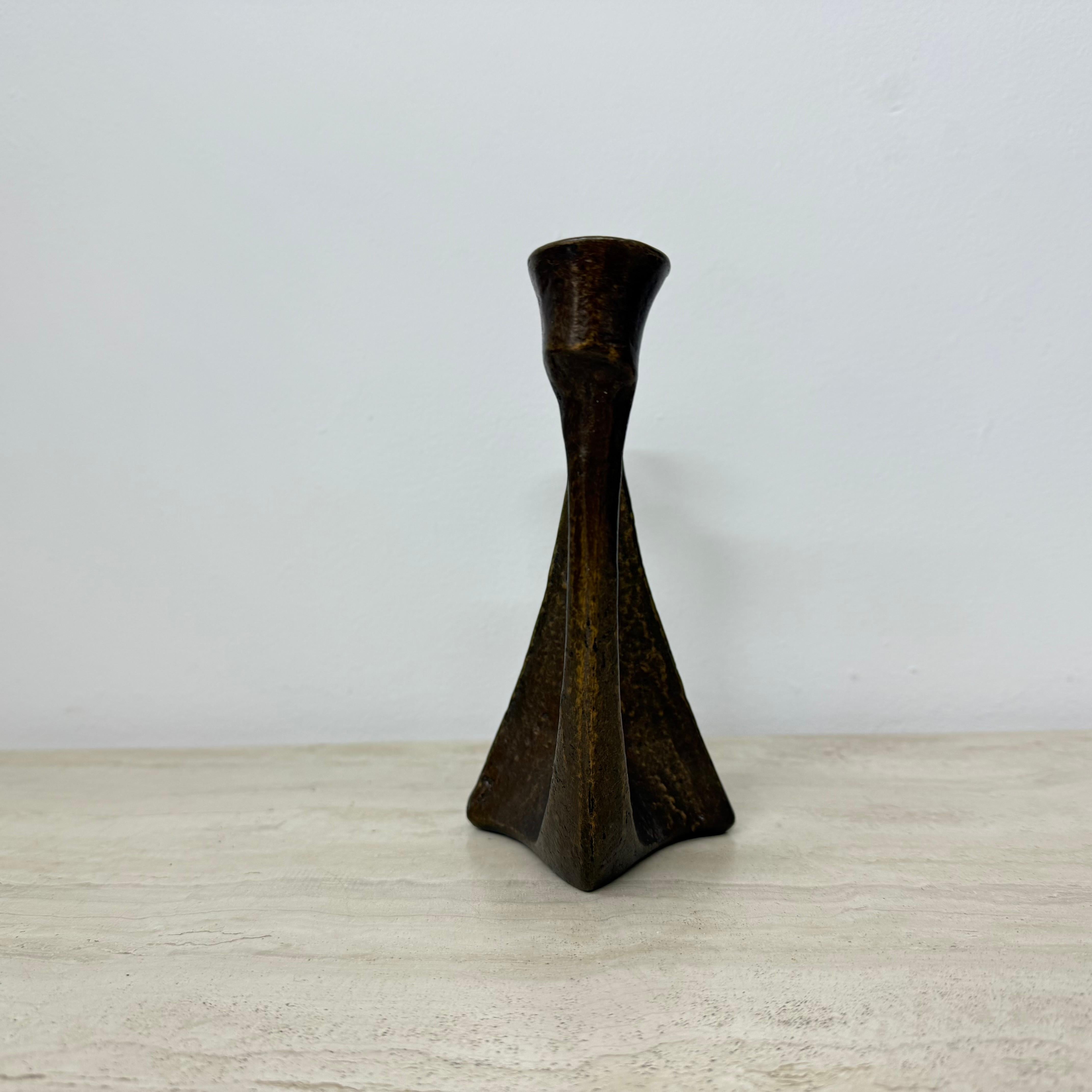 Brutalist bronze candle stick by Horst Dalbeck , 1970s Germany For Sale 9