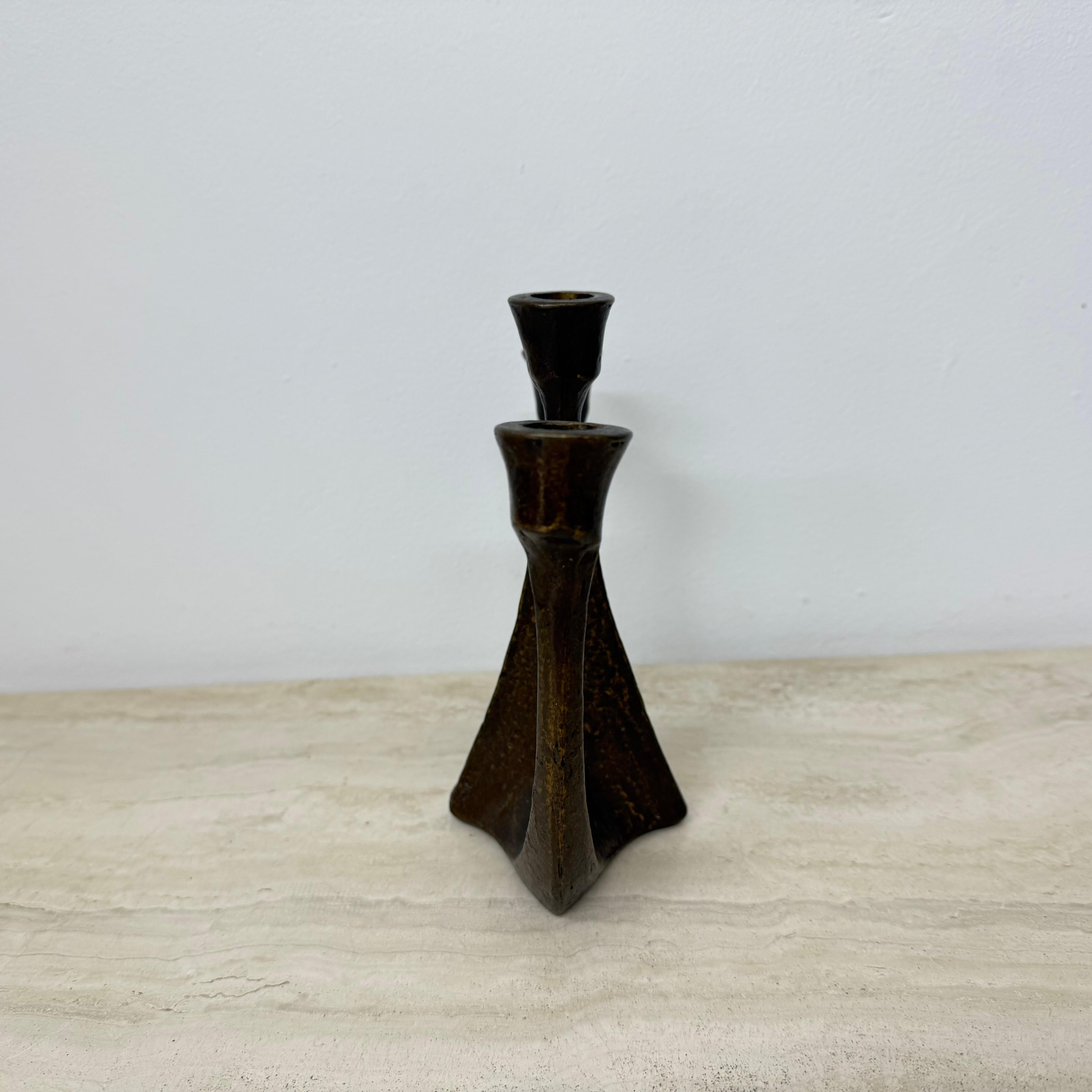 Brutalist bronze candle stick by Horst Dalbeck , 1970s Germany For Sale 10