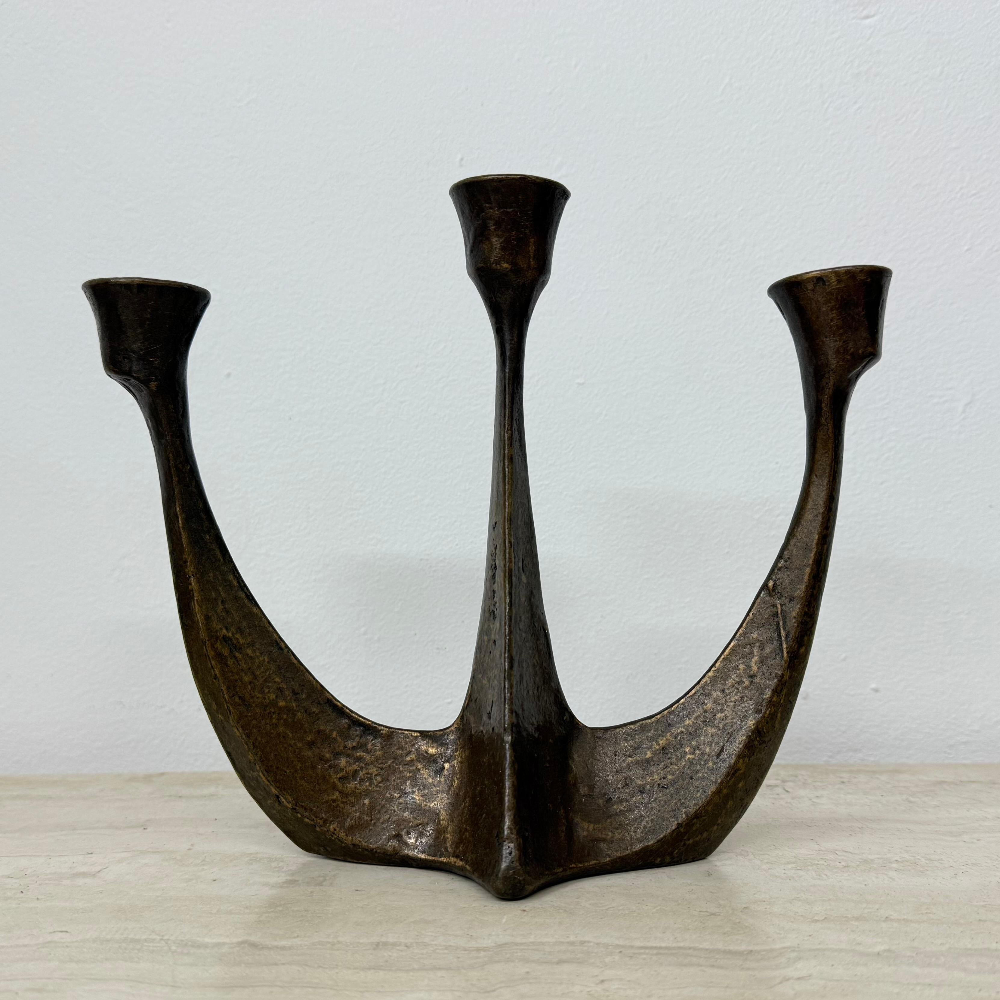 Brutalist bronze candle stick by Horst Dalbeck , 1970s Germany For Sale 11