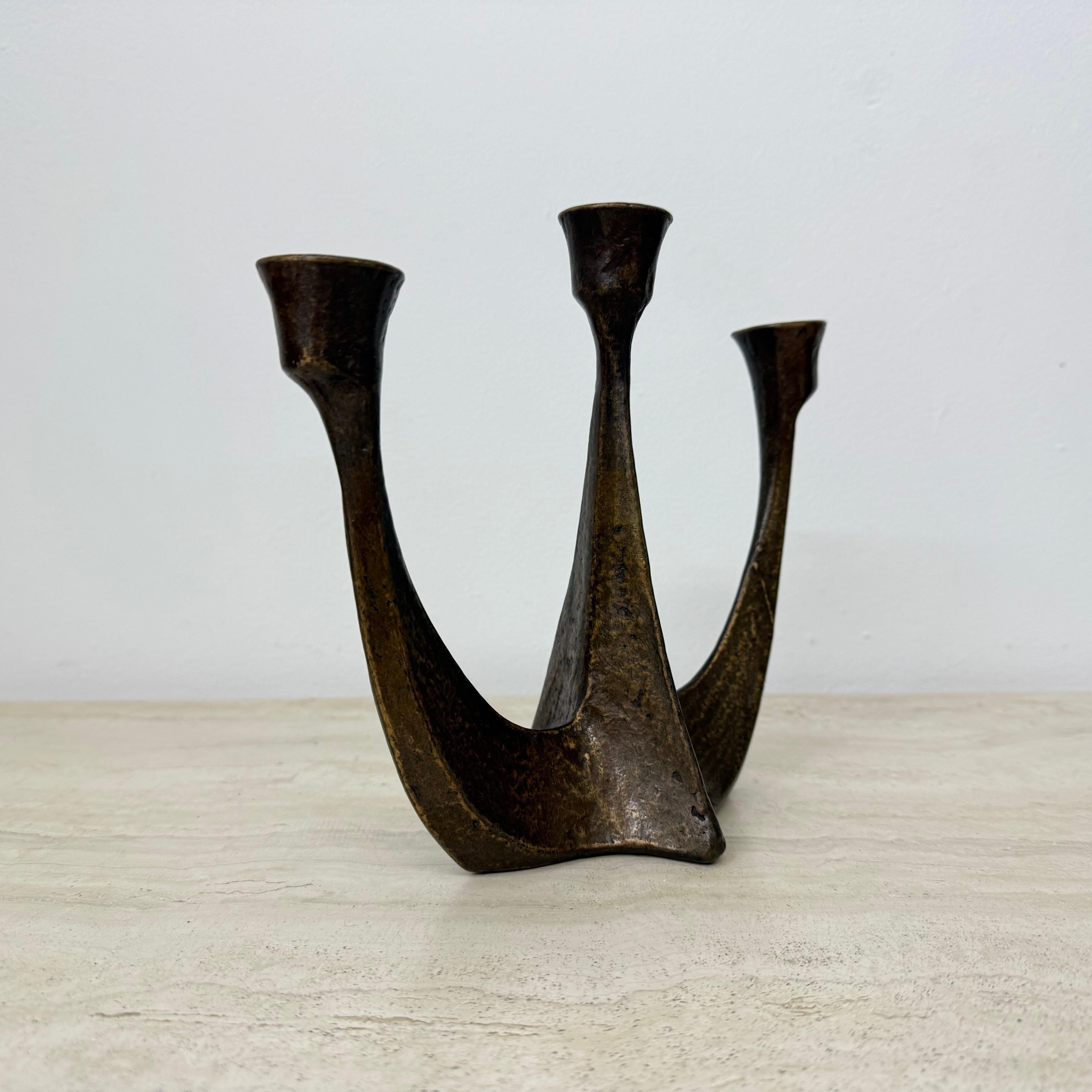 Brutalist bronze candle stick by Horst Dalbeck , 1970s Germany For Sale 12