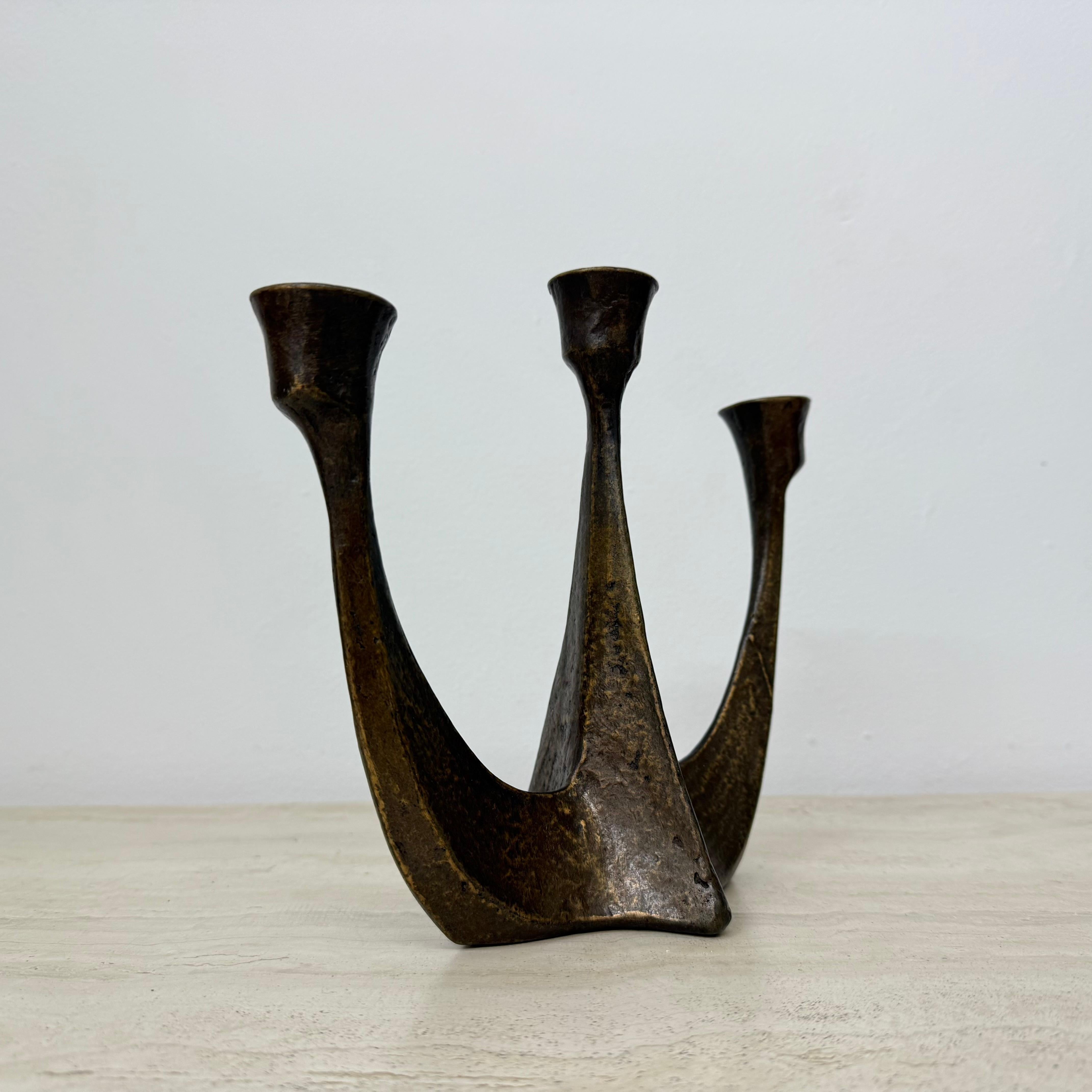 Brutalist bronze candle stick by Horst Dalbeck , 1970s Germany For Sale 13