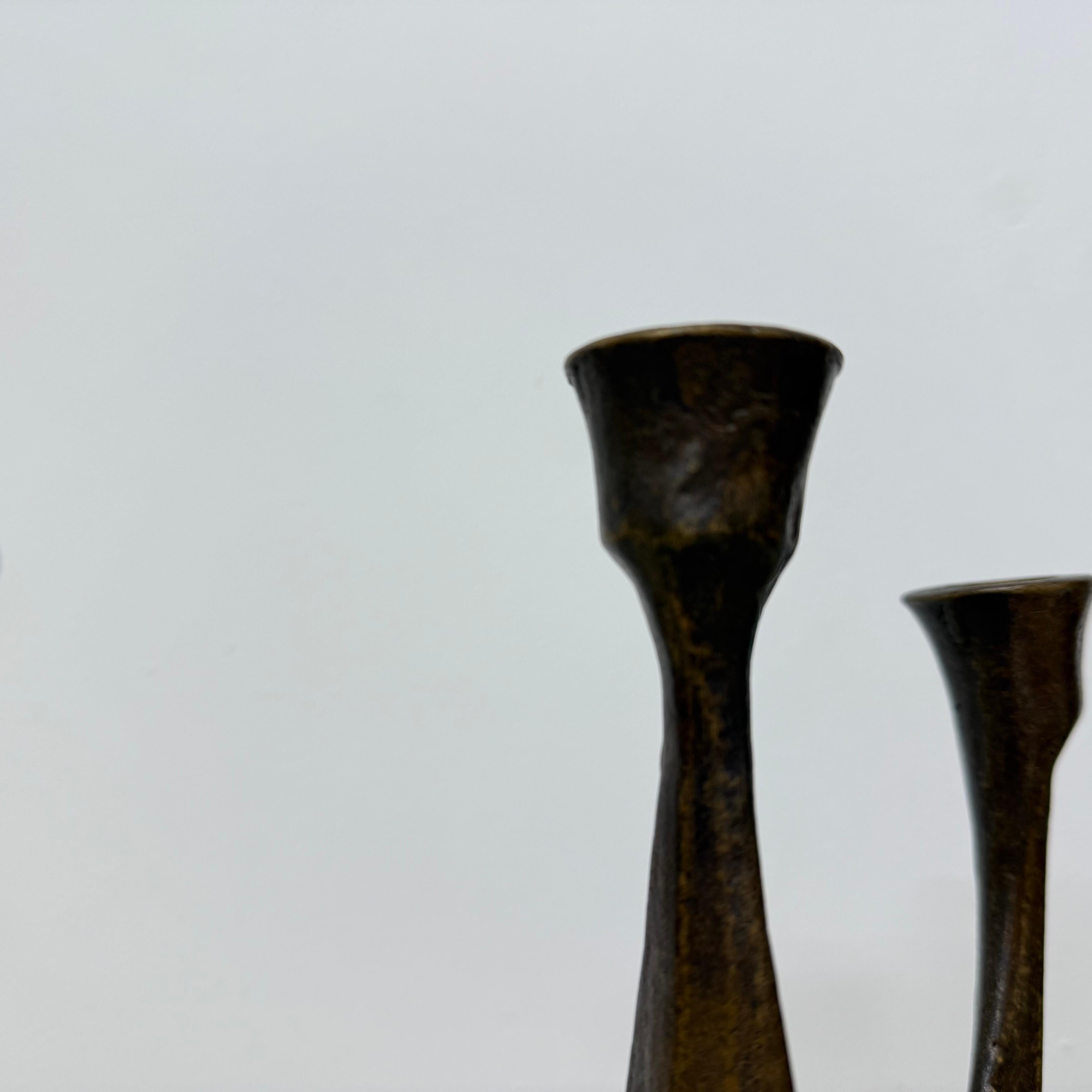 Brutalist bronze candle stick by Horst Dalbeck , 1970s Germany For Sale 14