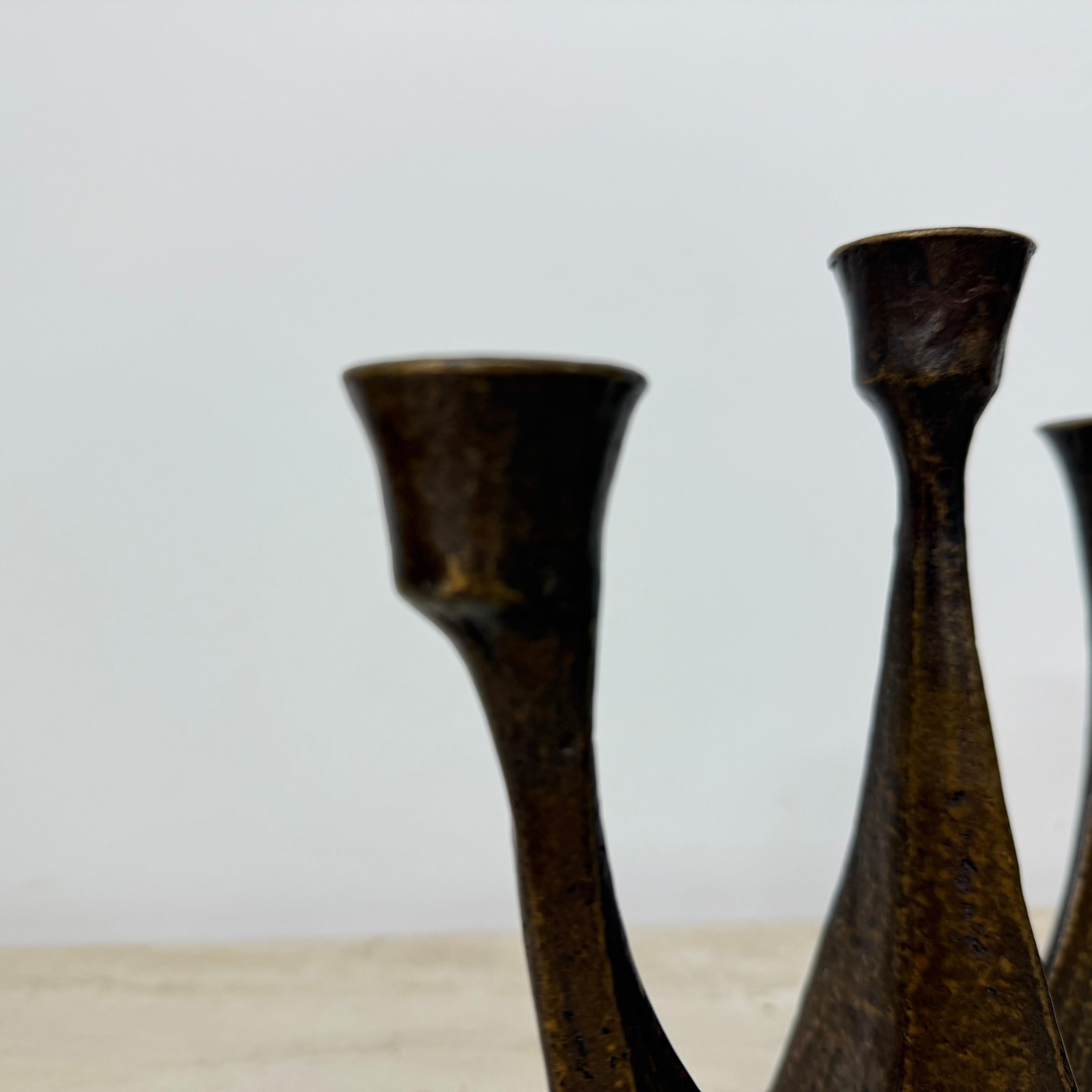 Brutalist bronze candle stick by Horst Dalbeck , 1970s Germany For Sale 15