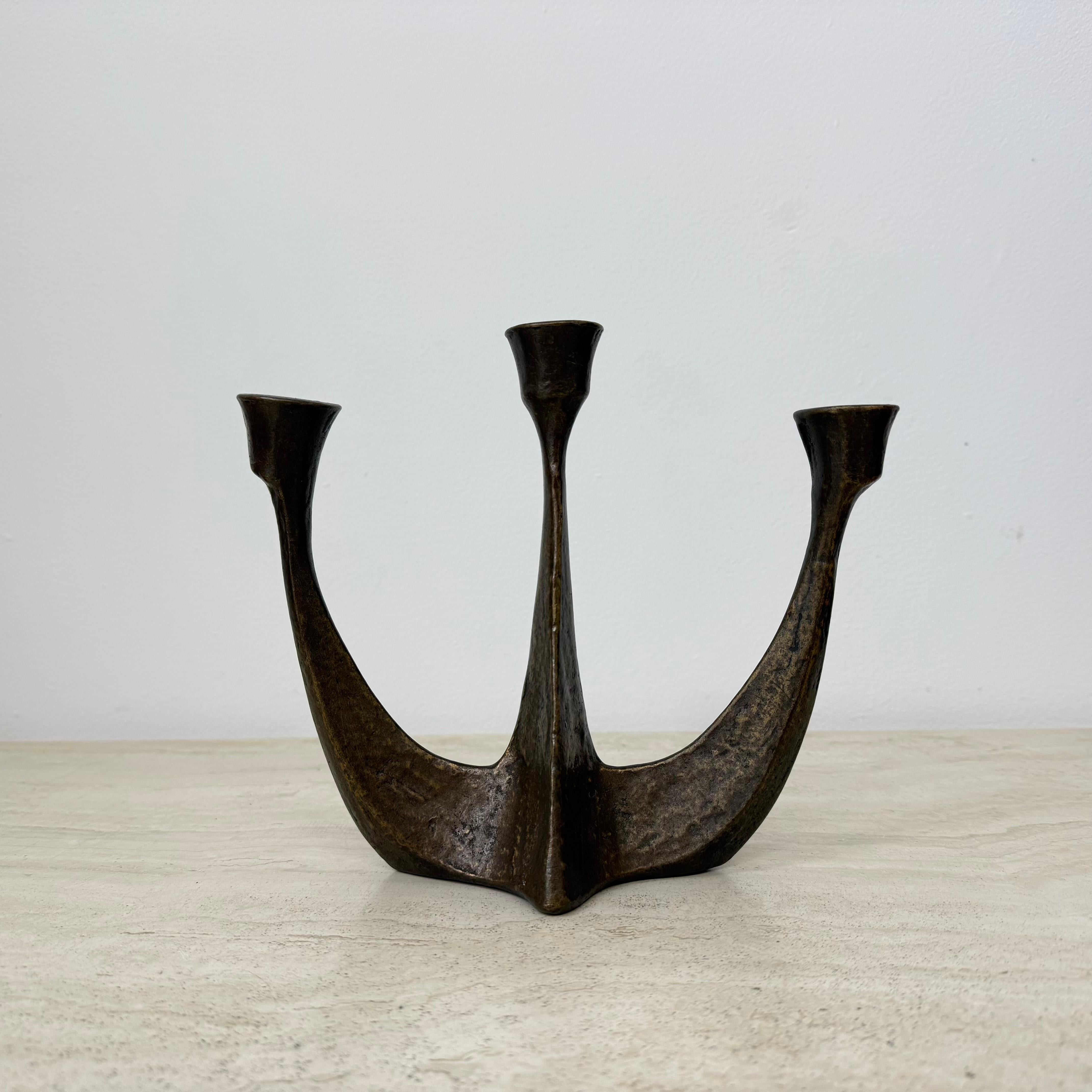 Brutalist bronze candle stick by Horst Dalbeck , 1970s Germany In Good Condition For Sale In Delft, NL