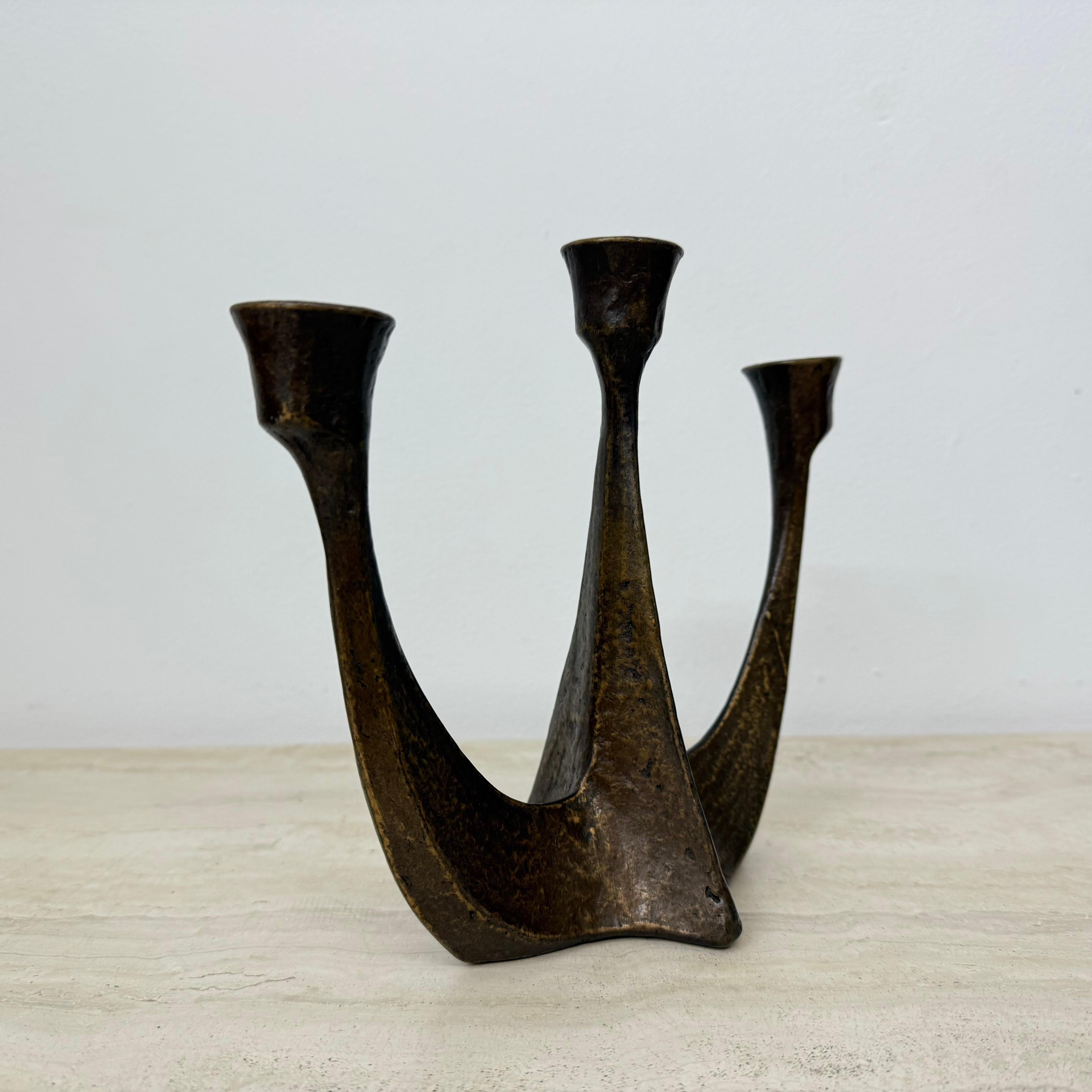Brutalist bronze candle stick by Horst Dalbeck , 1970s Germany For Sale 16