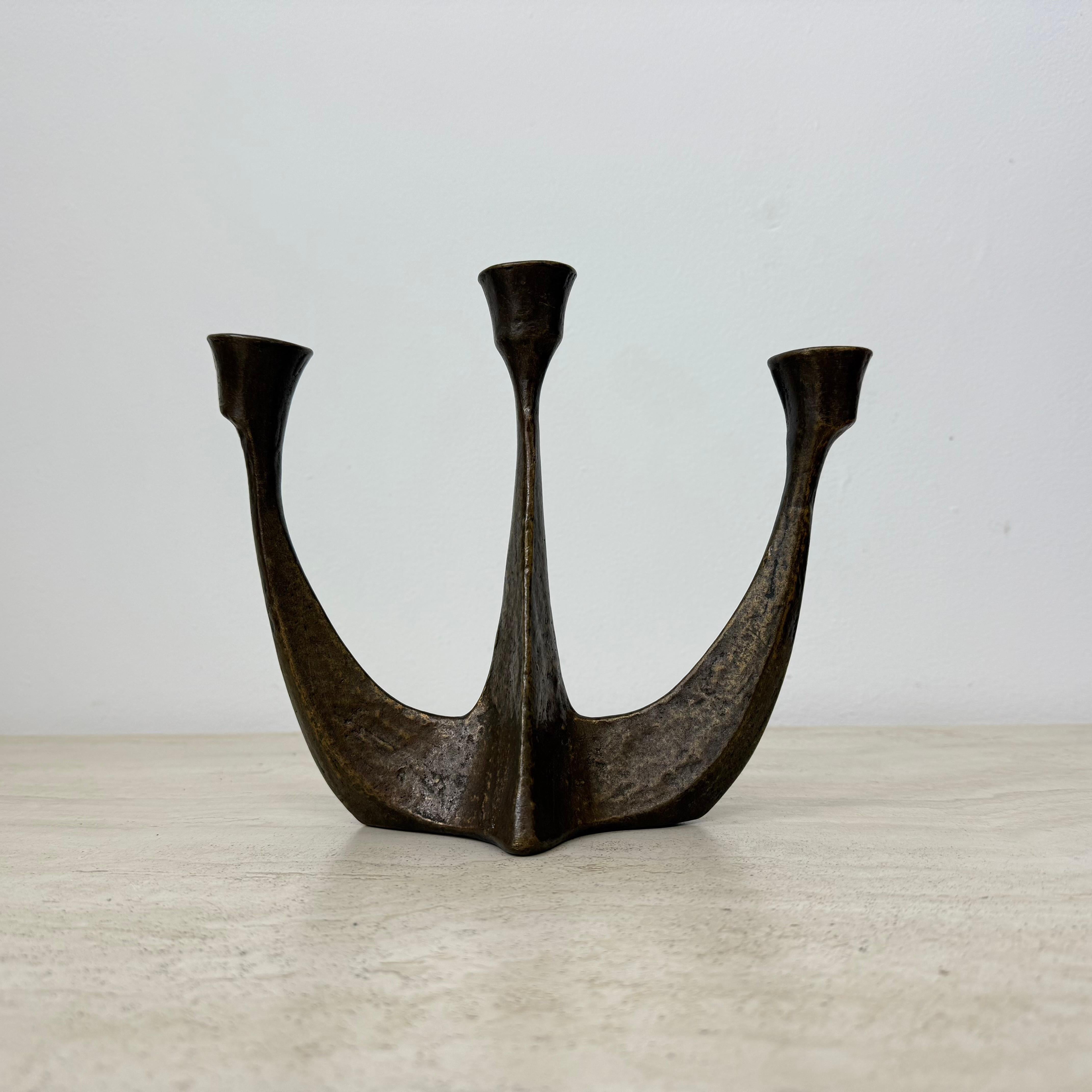 Late 20th Century Brutalist bronze candle stick by Horst Dalbeck , 1970s Germany For Sale