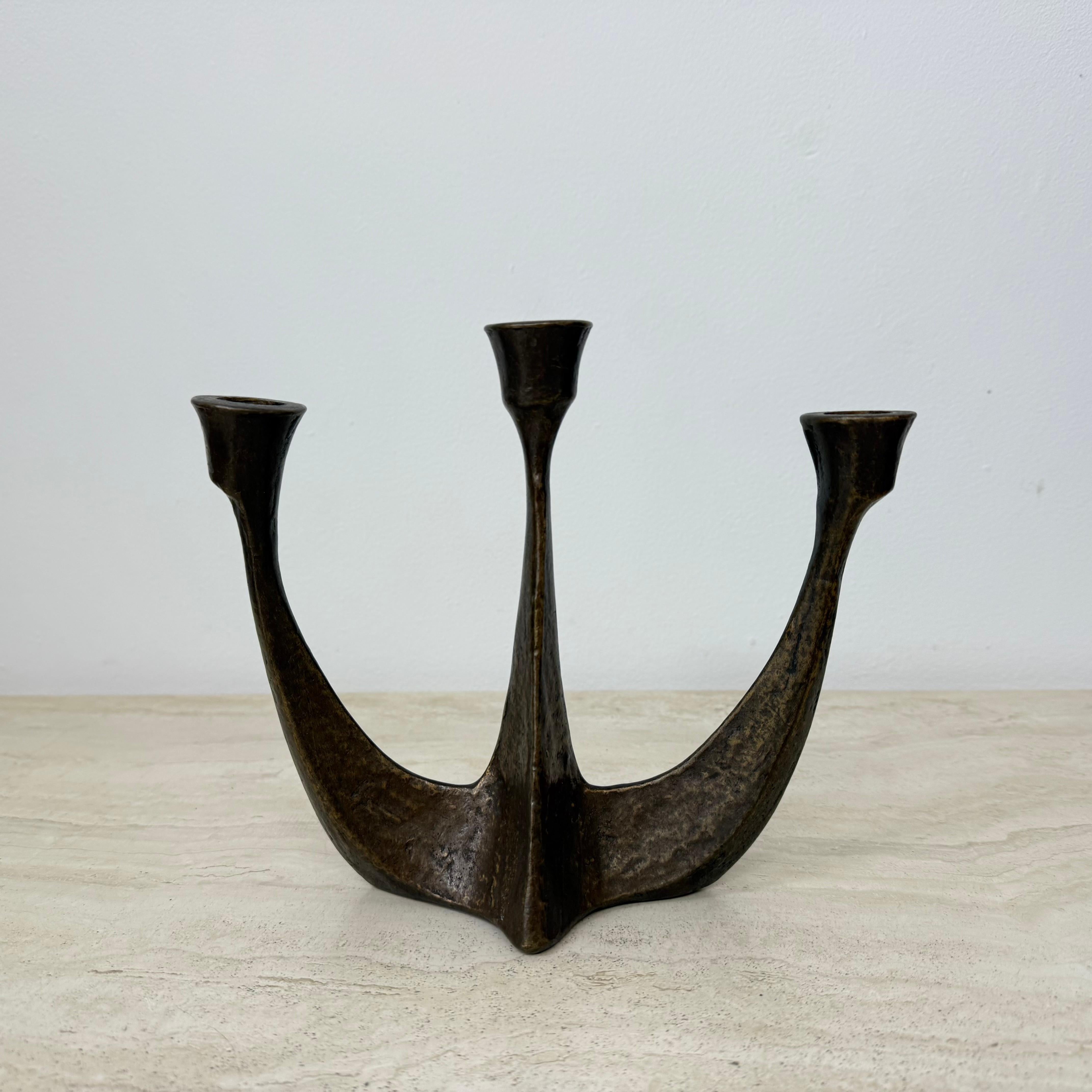 Bronze Brutalist bronze candle stick by Horst Dalbeck , 1970s Germany For Sale