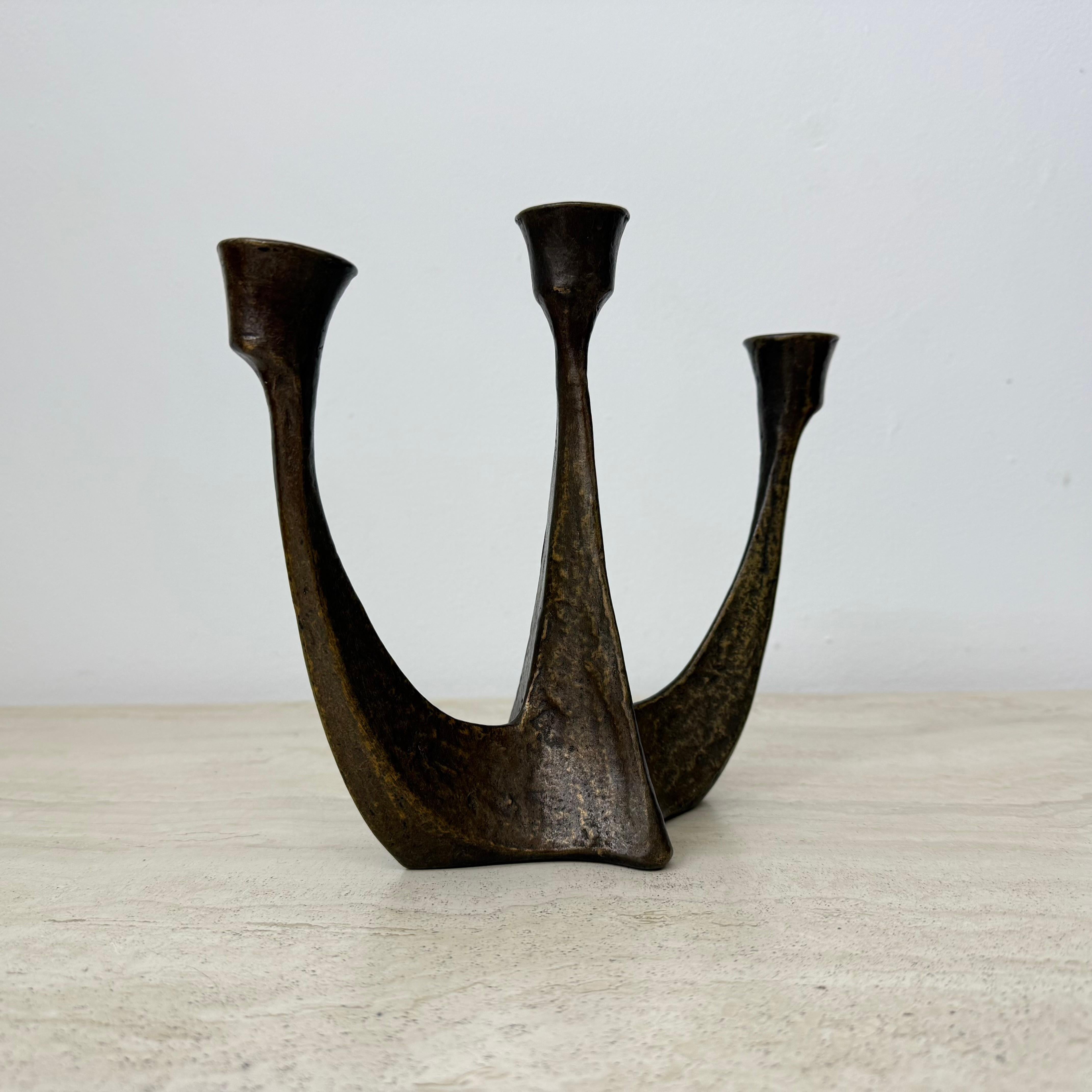 Brutalist bronze candle stick by Horst Dalbeck , 1970s Germany For Sale 1