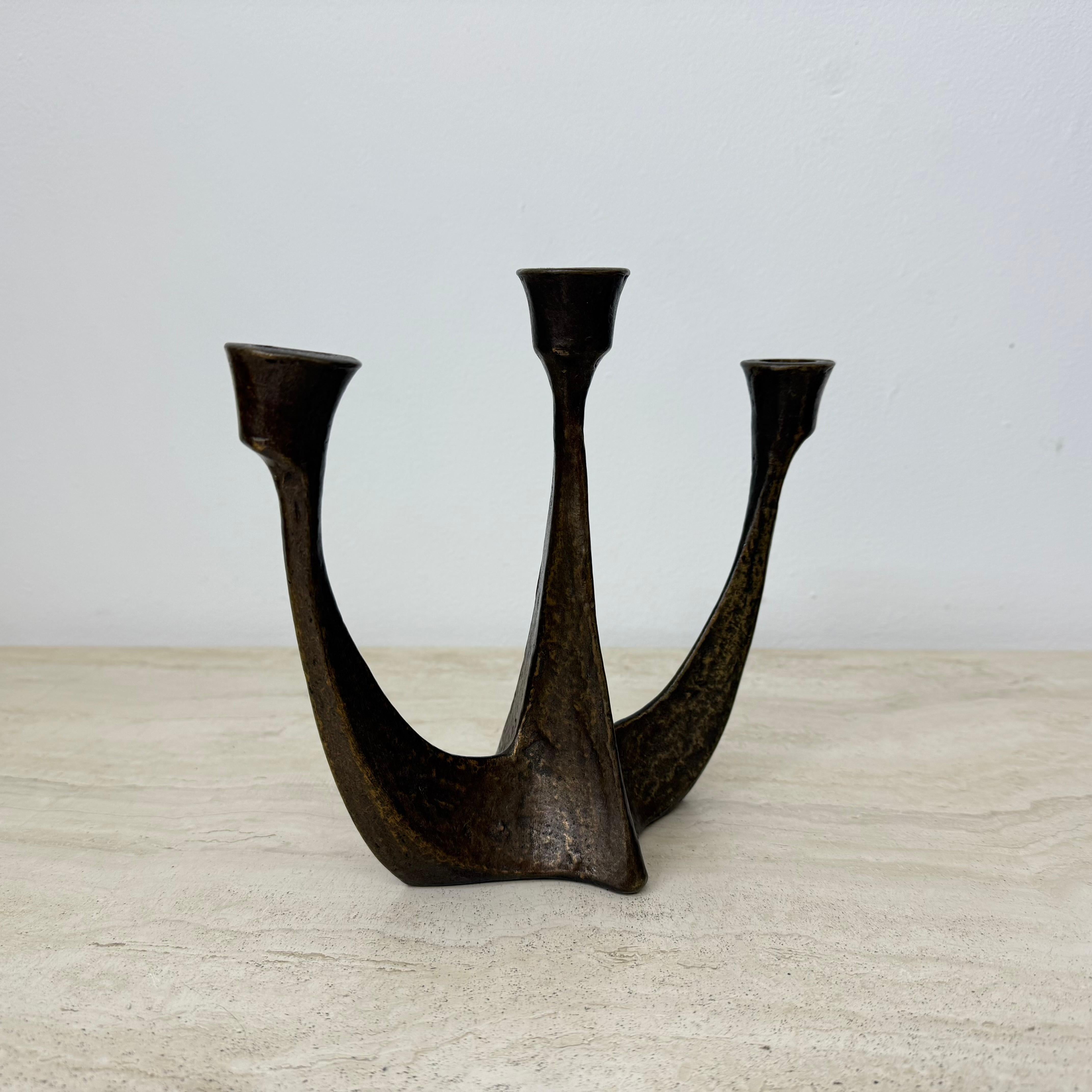 Brutalist bronze candle stick by Horst Dalbeck , 1970s Germany For Sale 3
