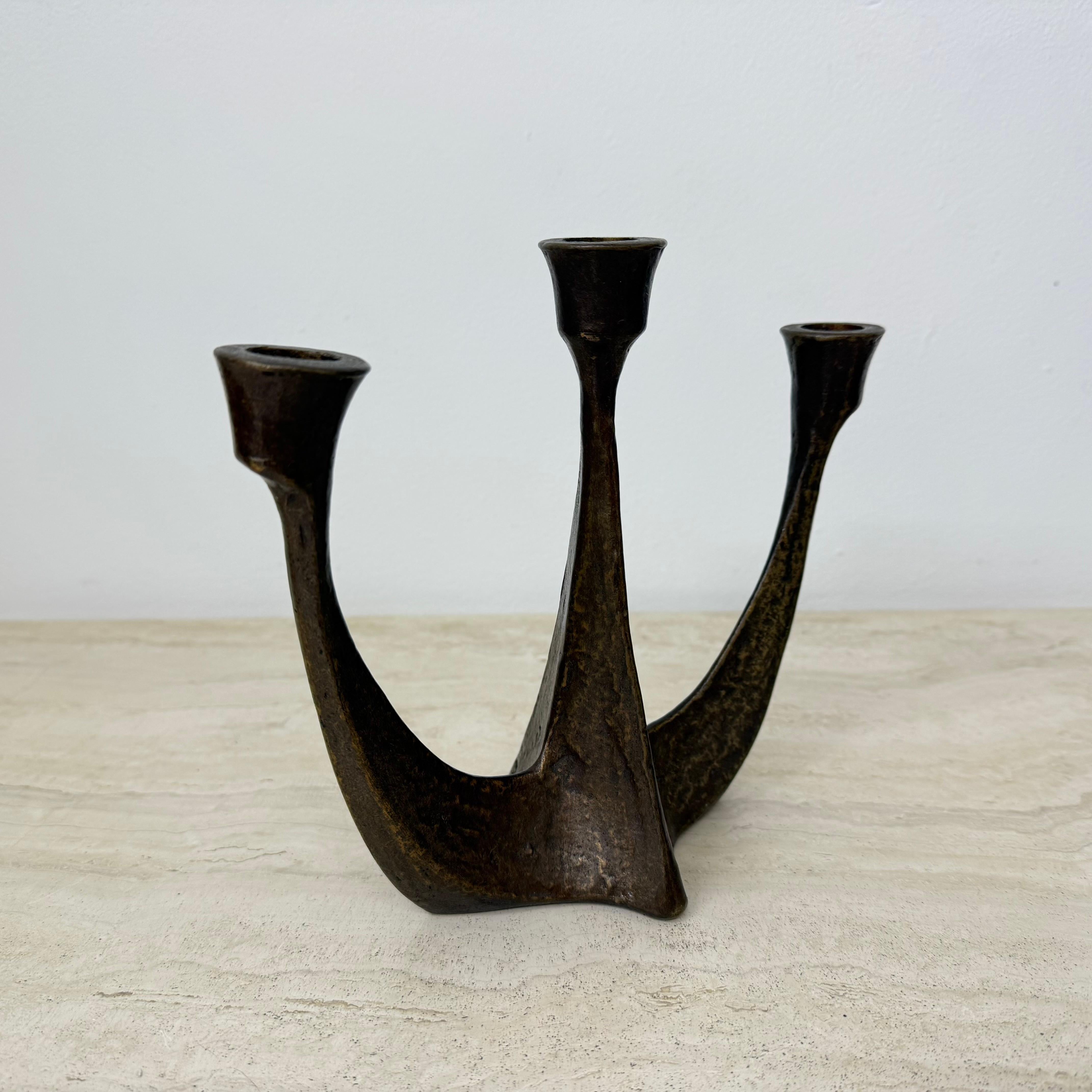 Brutalist bronze candle stick by Horst Dalbeck , 1970s Germany For Sale 4
