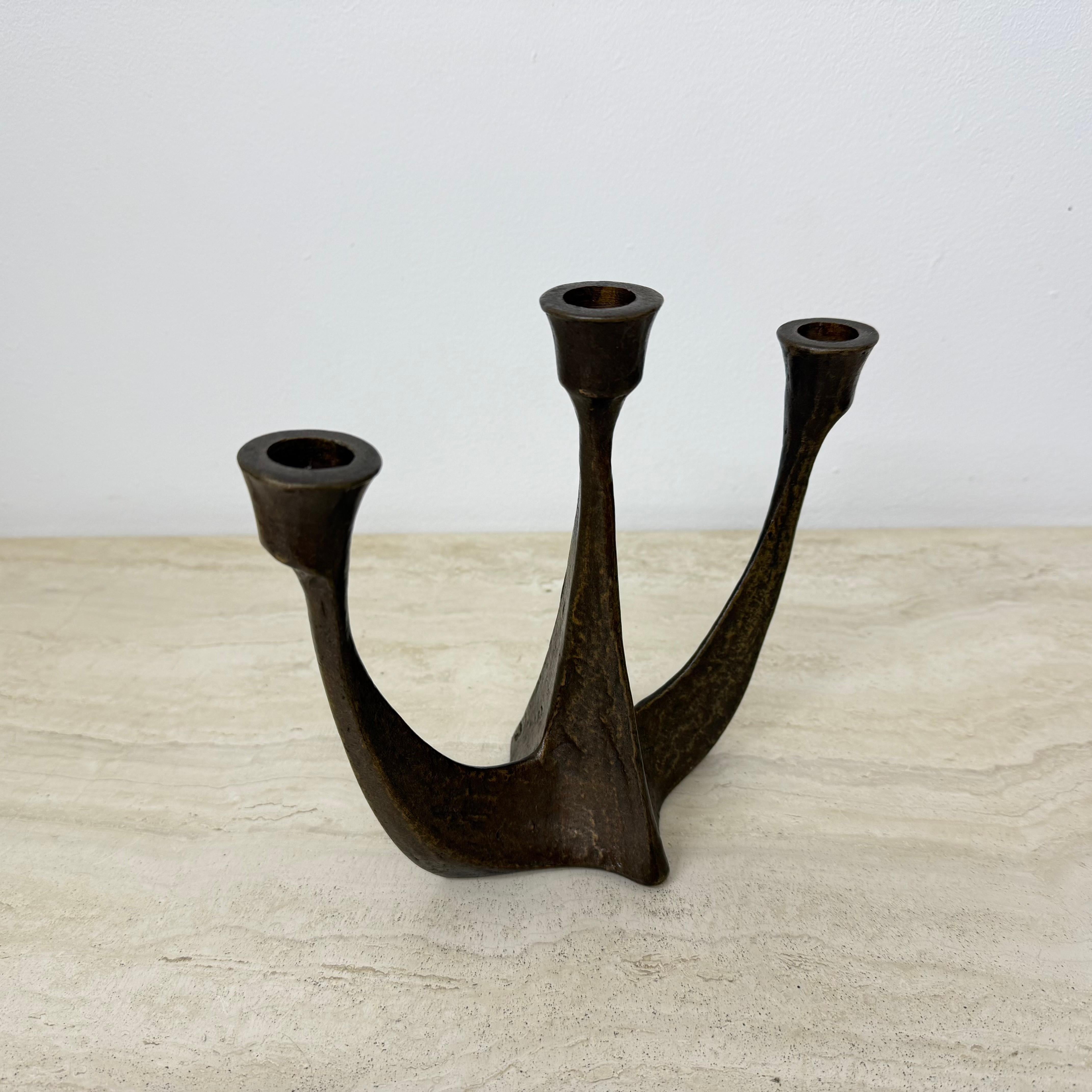 Brutalist bronze candle stick by Horst Dalbeck , 1970s Germany For Sale 5
