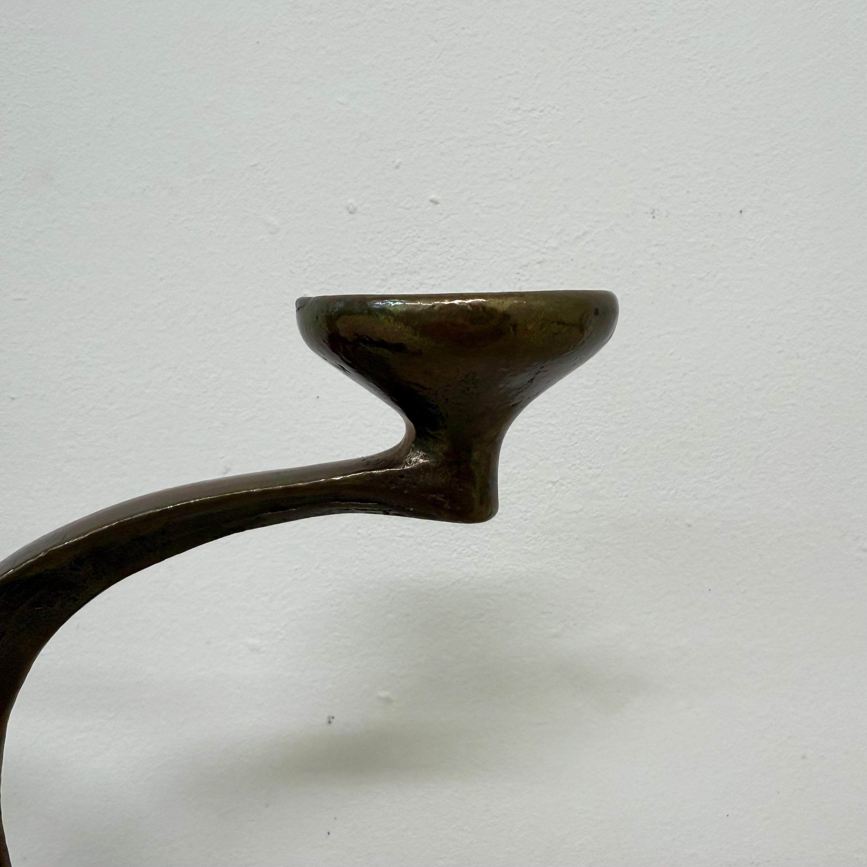 Brutalist bronze candle stick by Michael Harjes , 1970s For Sale 4