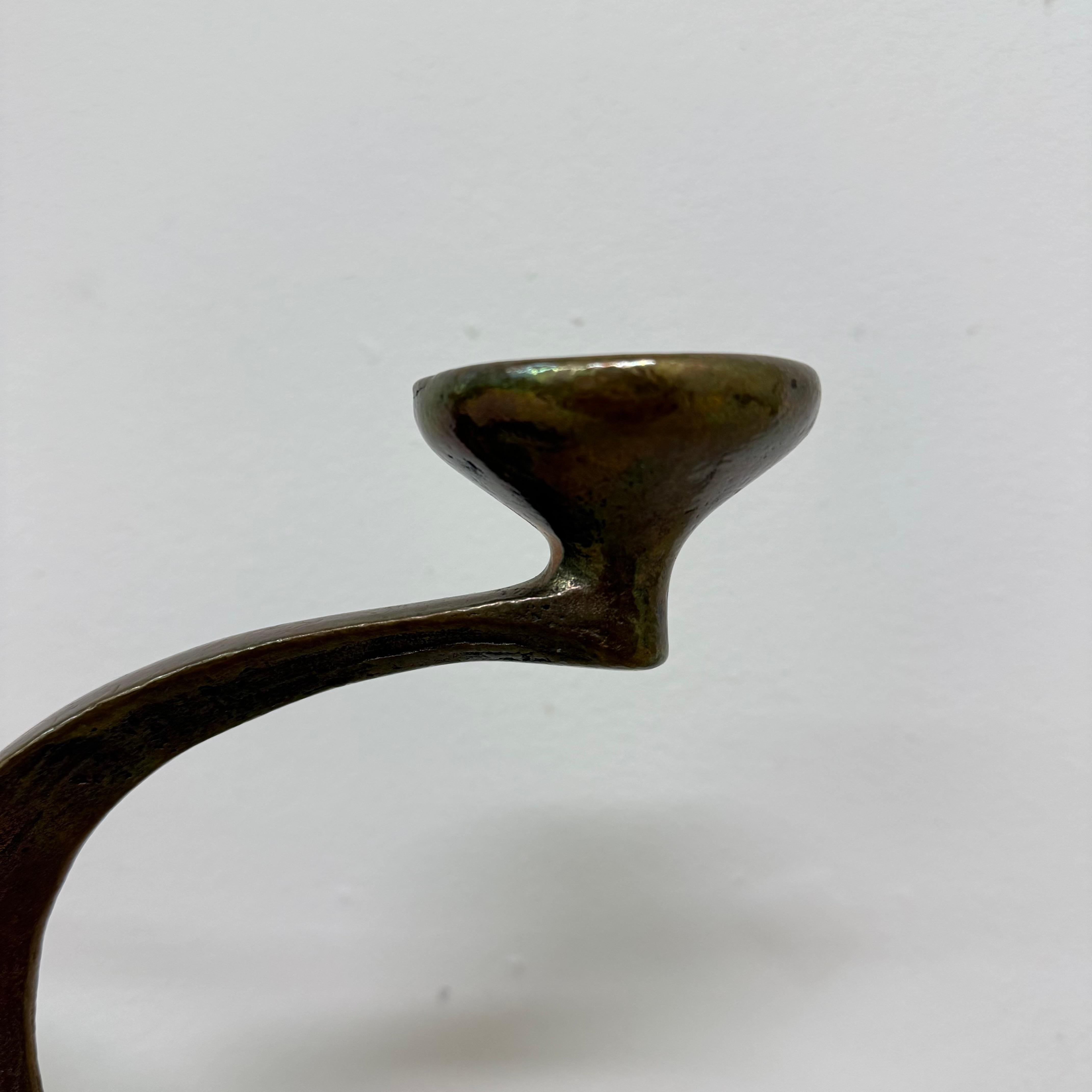Brutalist bronze candle stick by Michael Harjes , 1970s For Sale 5