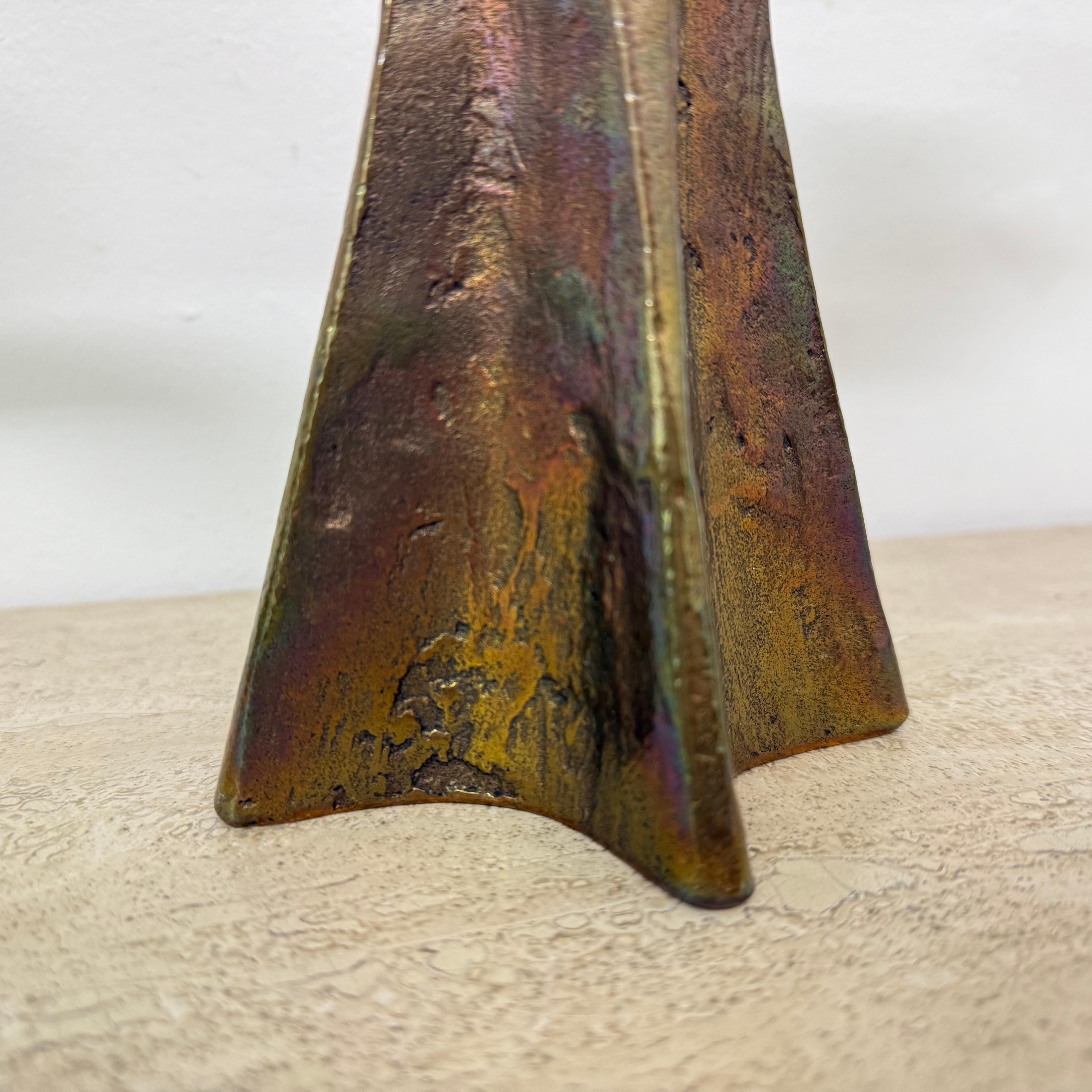 Brutalist bronze candle stick by Michael Harjes , 1970s For Sale 7