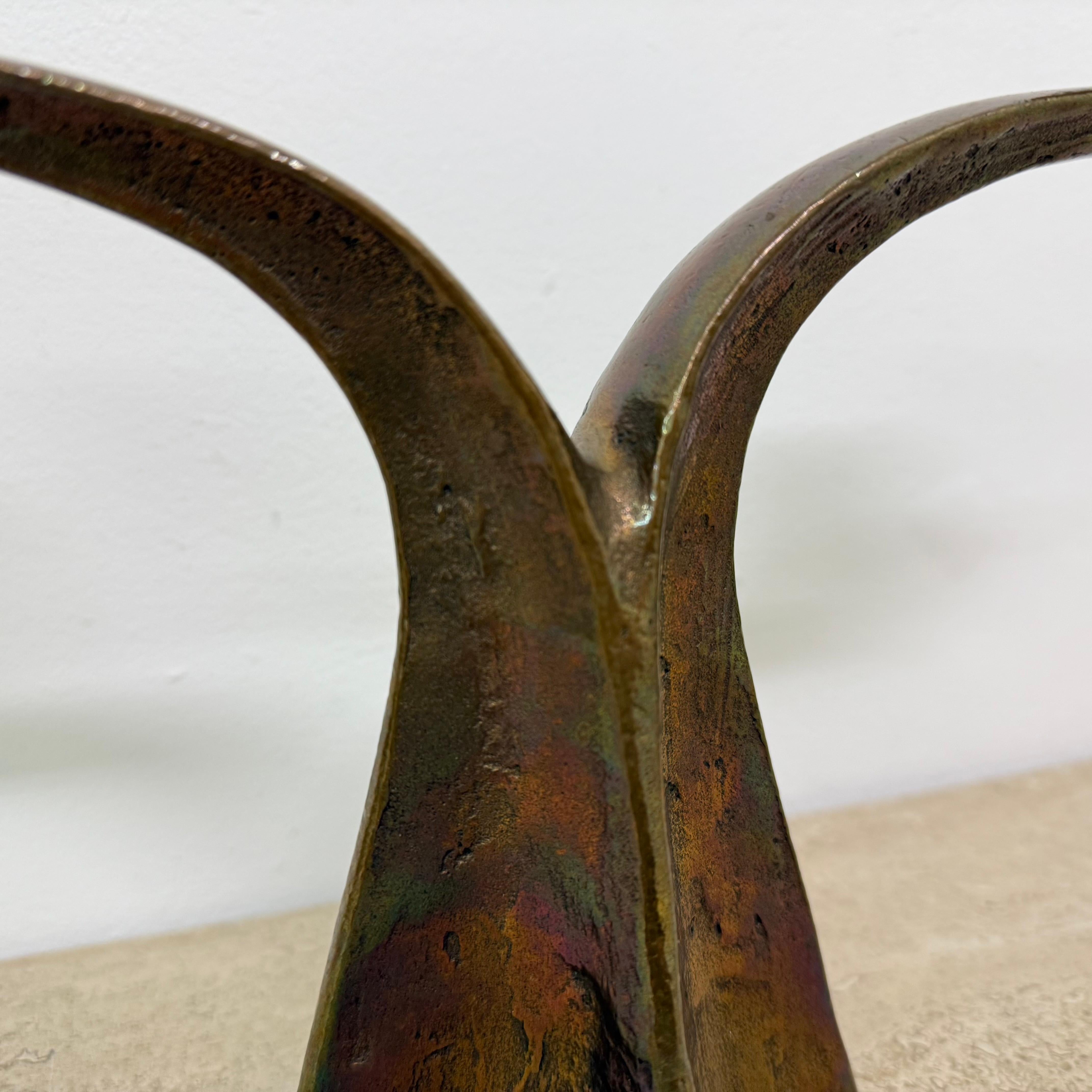 Brutalist bronze candle stick by Michael Harjes , 1970s For Sale 8