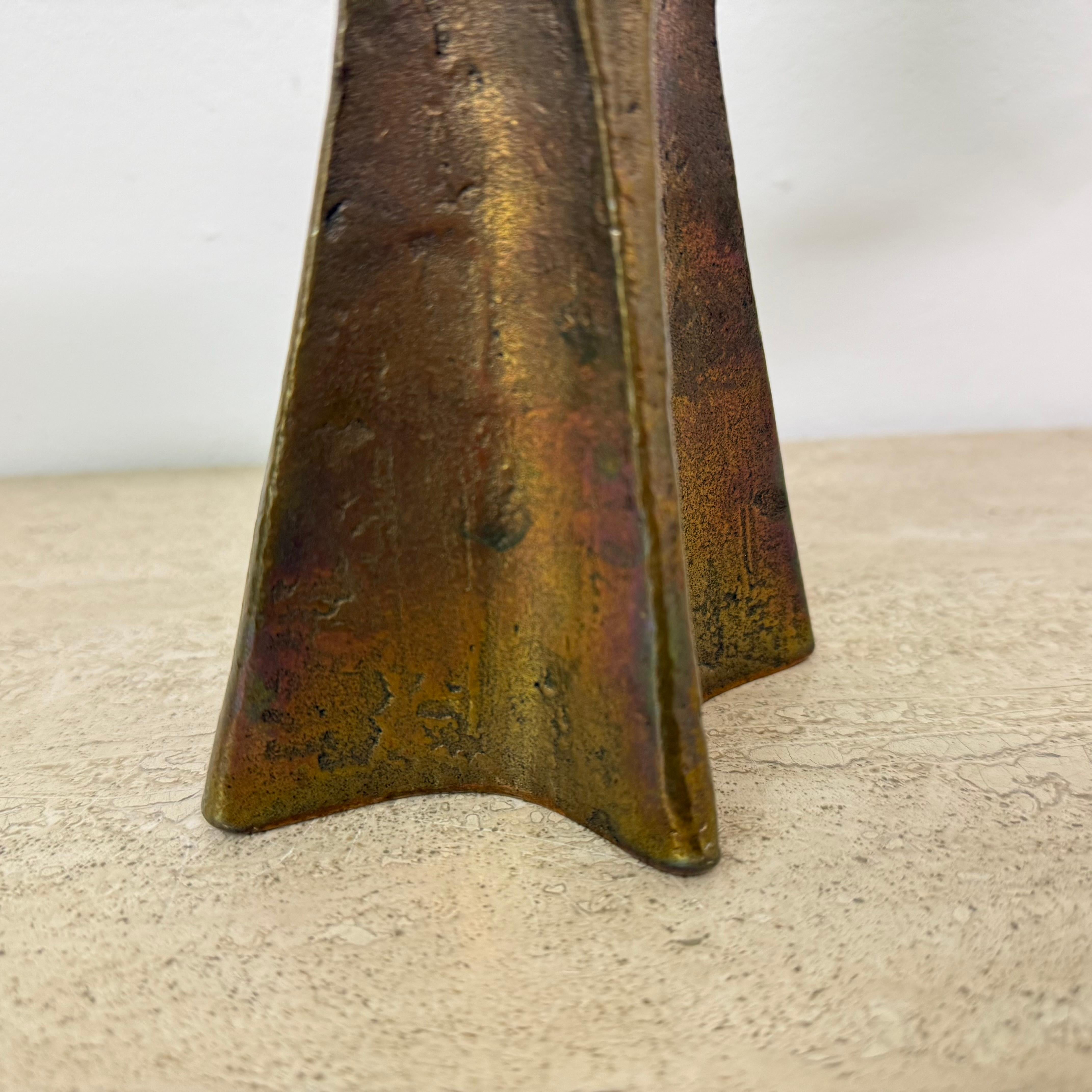 Brutalist bronze candle stick by Michael Harjes , 1970s For Sale 9