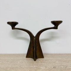 Brutalist bronze candle stick by Michael Harjes , 1970s