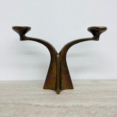 Brutalistischer Bronze-Kerzenständer aus Bronze von Michael Harjes, 1970er Jahre