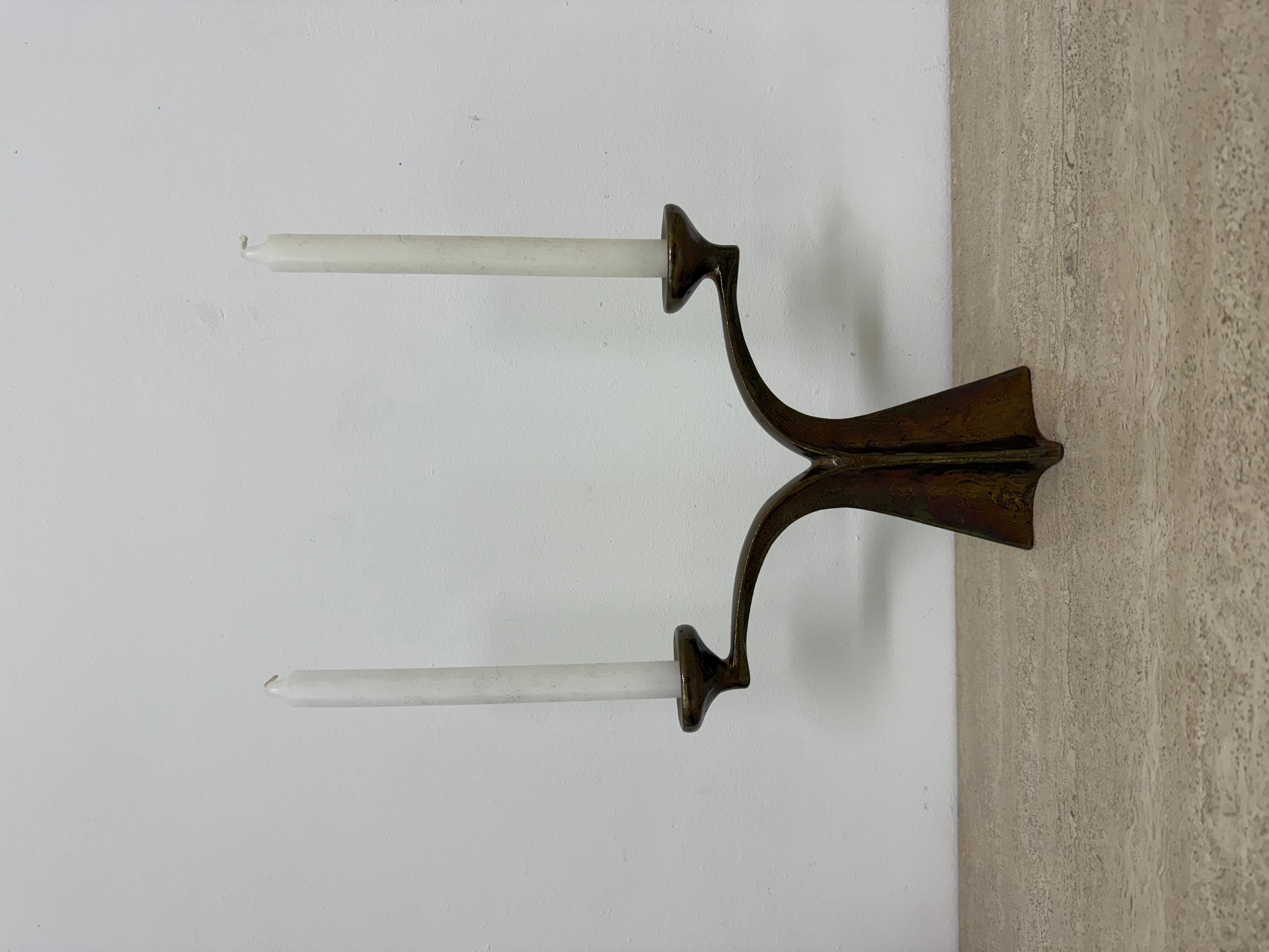 Brutalist bronze candle stick by Michael Harjes , 1970s For Sale 2