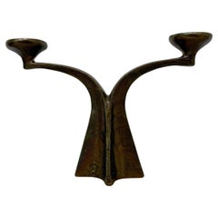 Candelabro de bronce brutalista de Michael Harjes , década de 1970