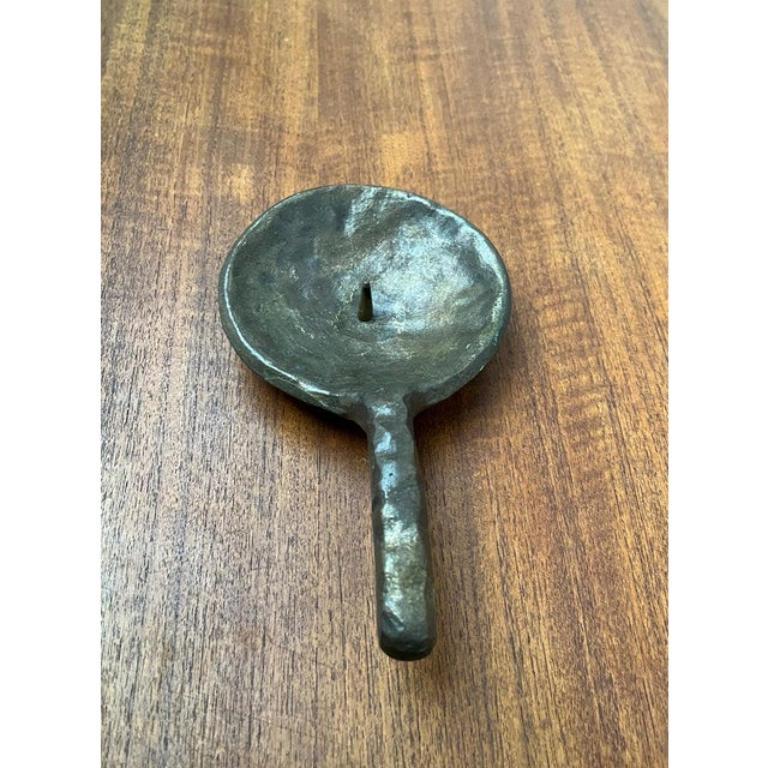 Brutalist Bronze Candleholder 1970s For Sale 1