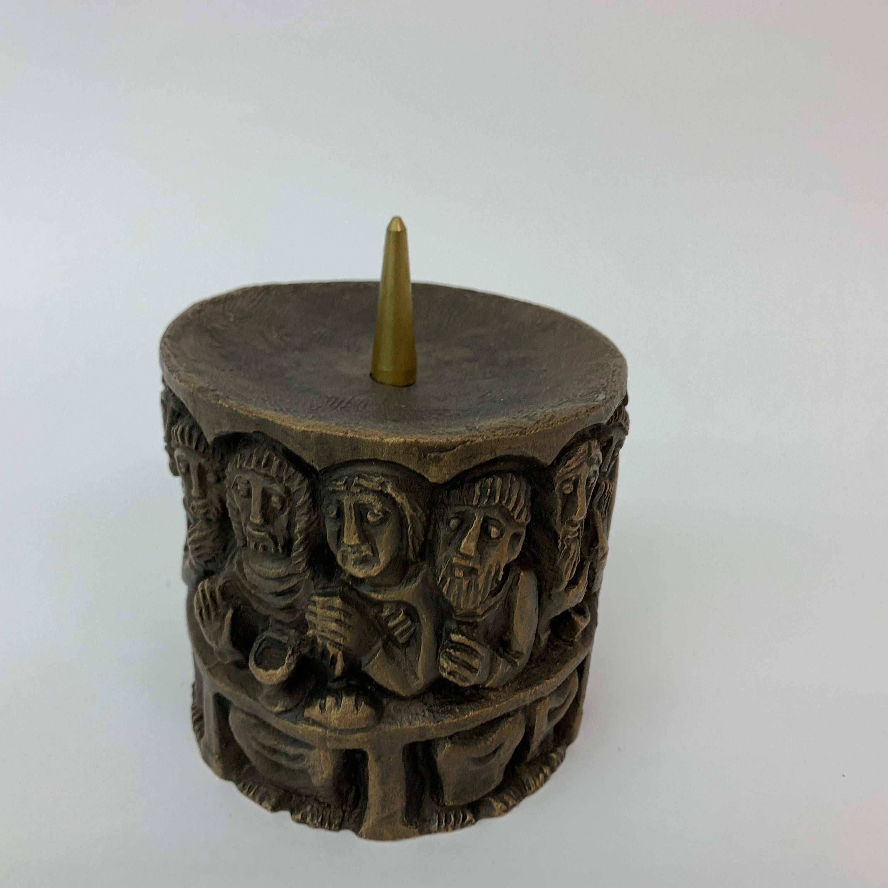 Brutalist Bronze Christian Church Candle Stick, 1970’s 2