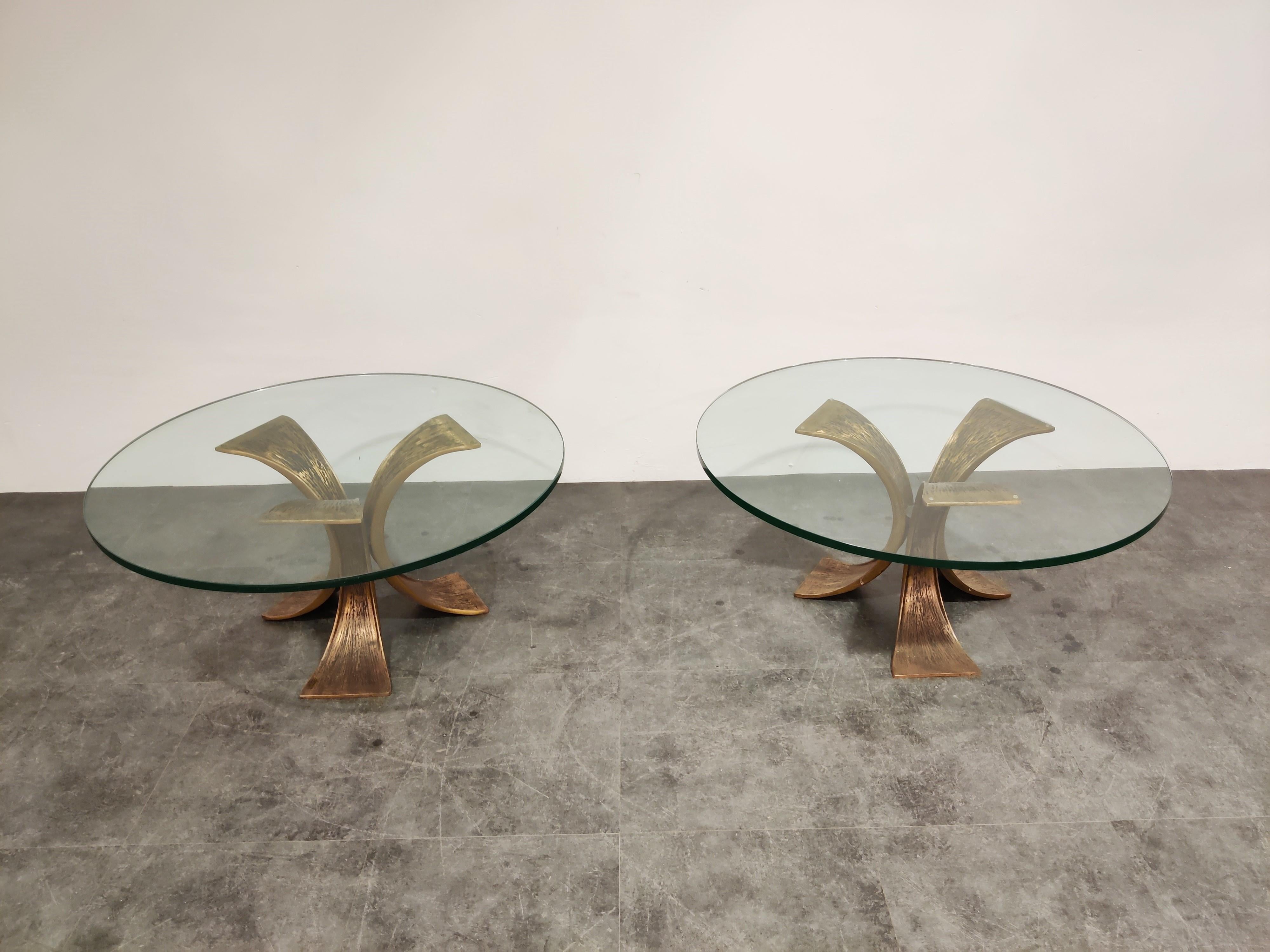 German Brutalist Bronze Coffee Tables or Side Tables, 1970s