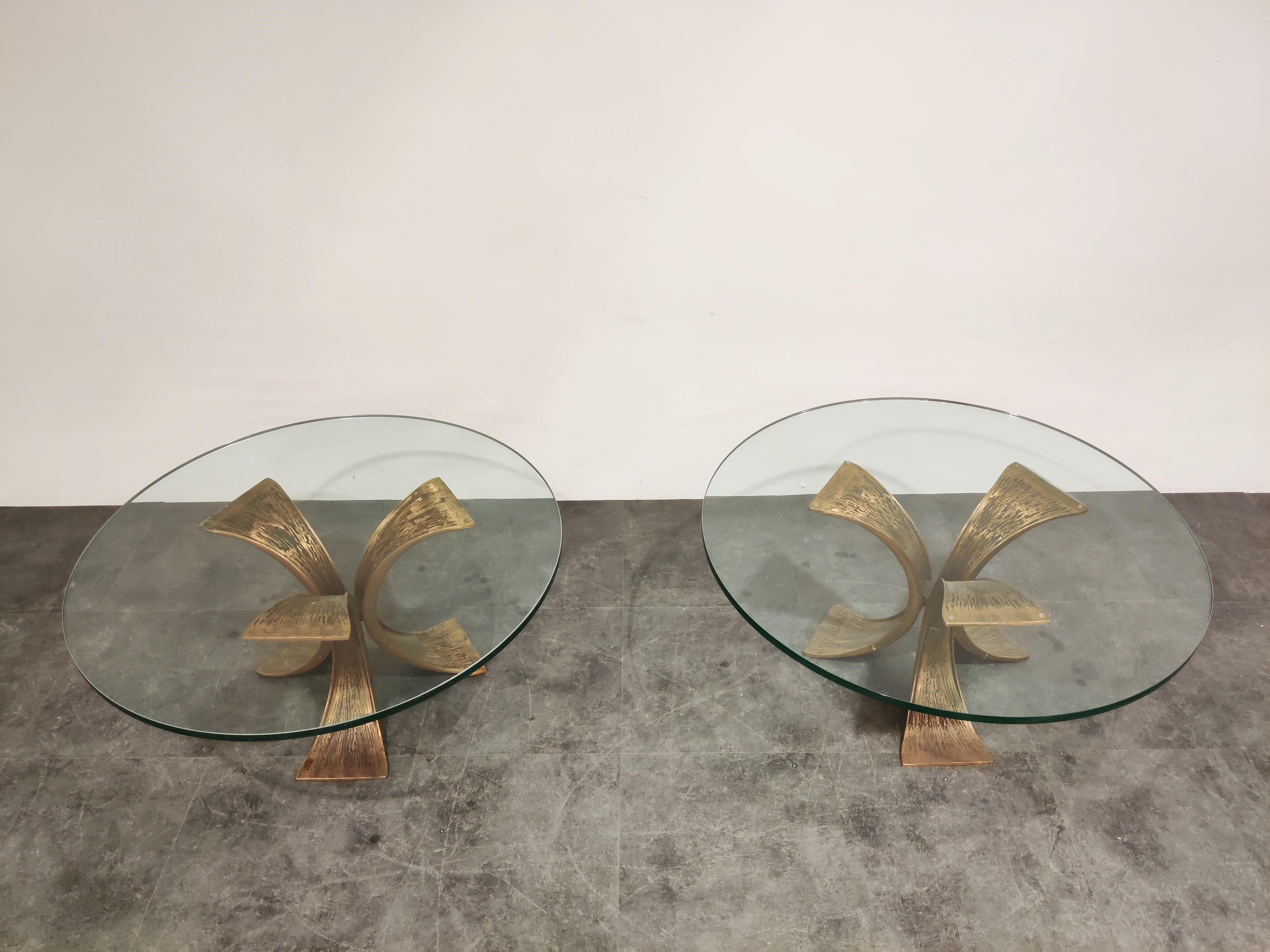 Brutalist Bronze Coffee Tables or Side Tables, 1970s 2