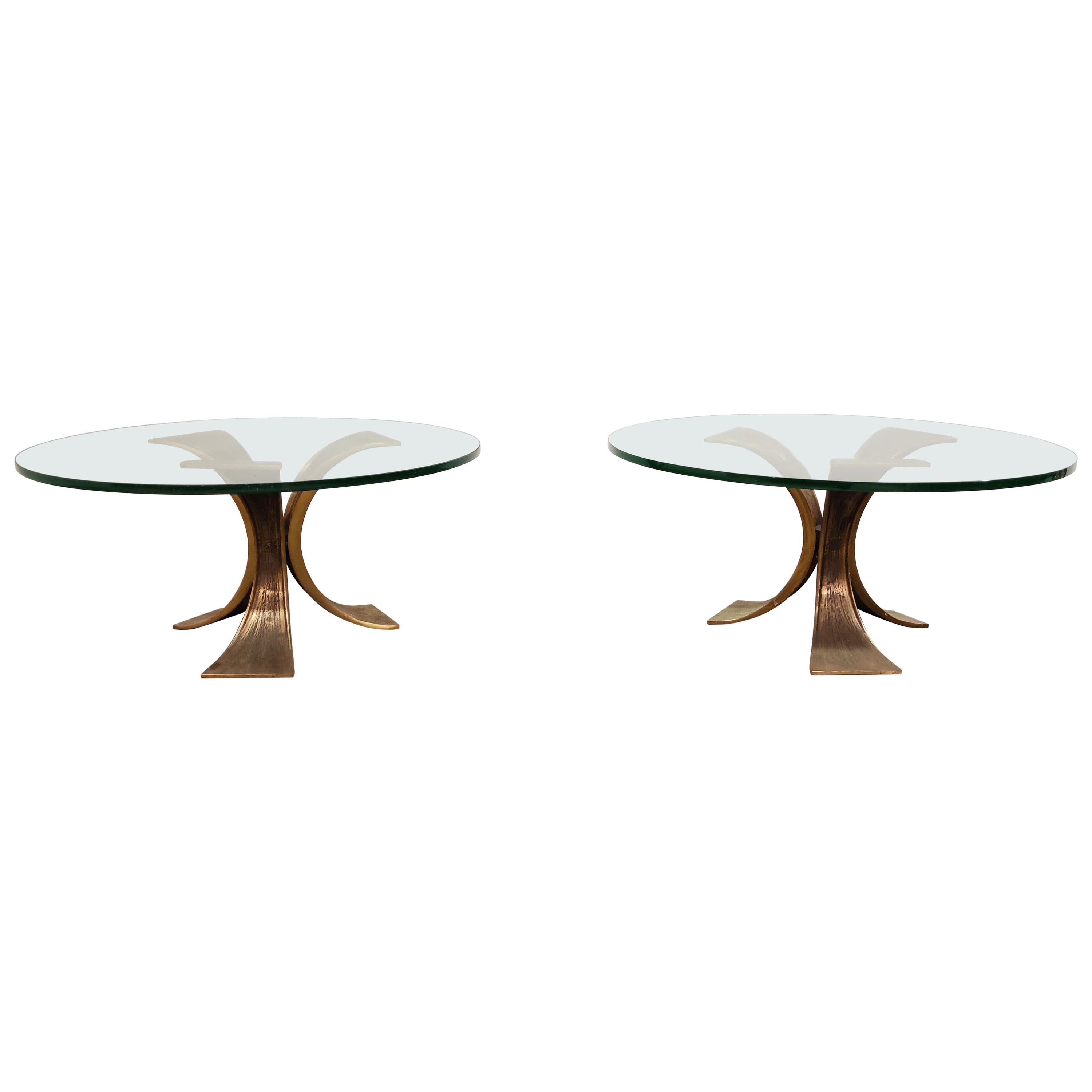 Brutalist Bronze Coffee Tables or Side Tables, 1970s