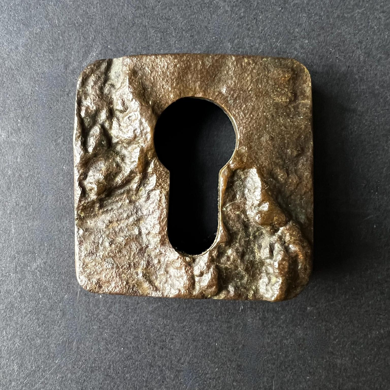 Brutalist Bronze Door Furniture Set with Tree Bark Pattern For Sale 7