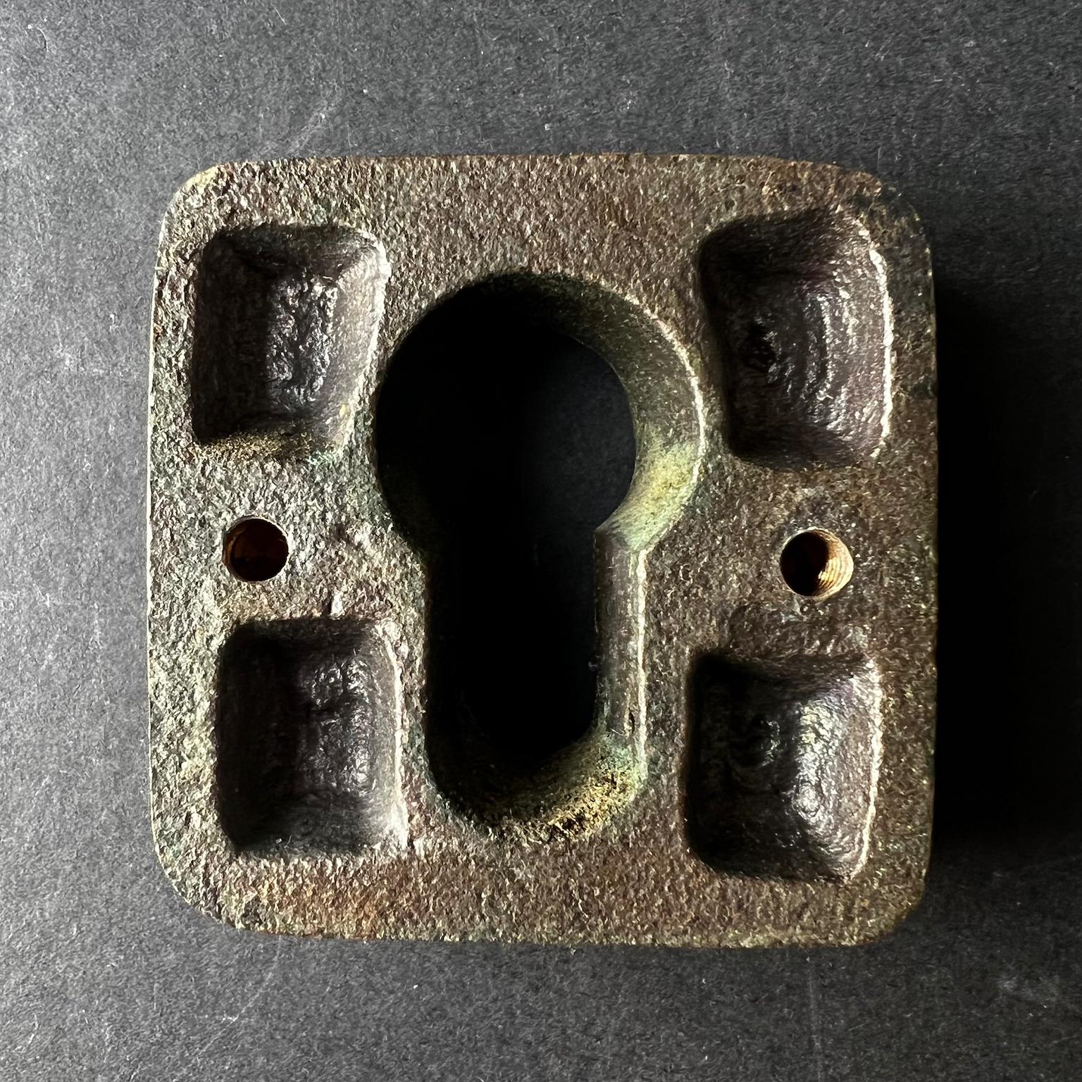 Brutalist Bronze Door Furniture Set with Tree Bark Pattern For Sale 9