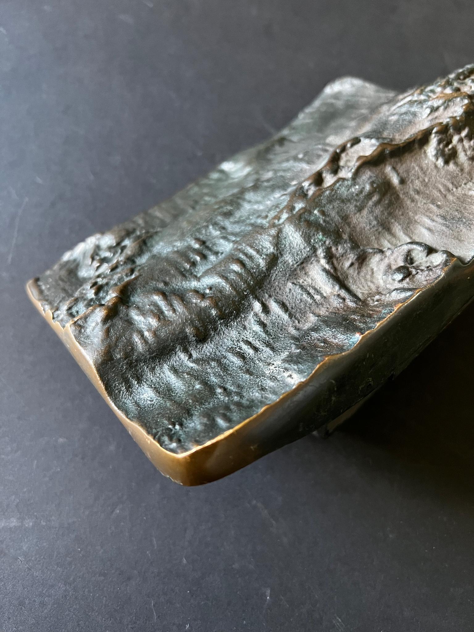 20th Century Brutalist Bronze Door Furniture Set with Tree Bark Pattern For Sale