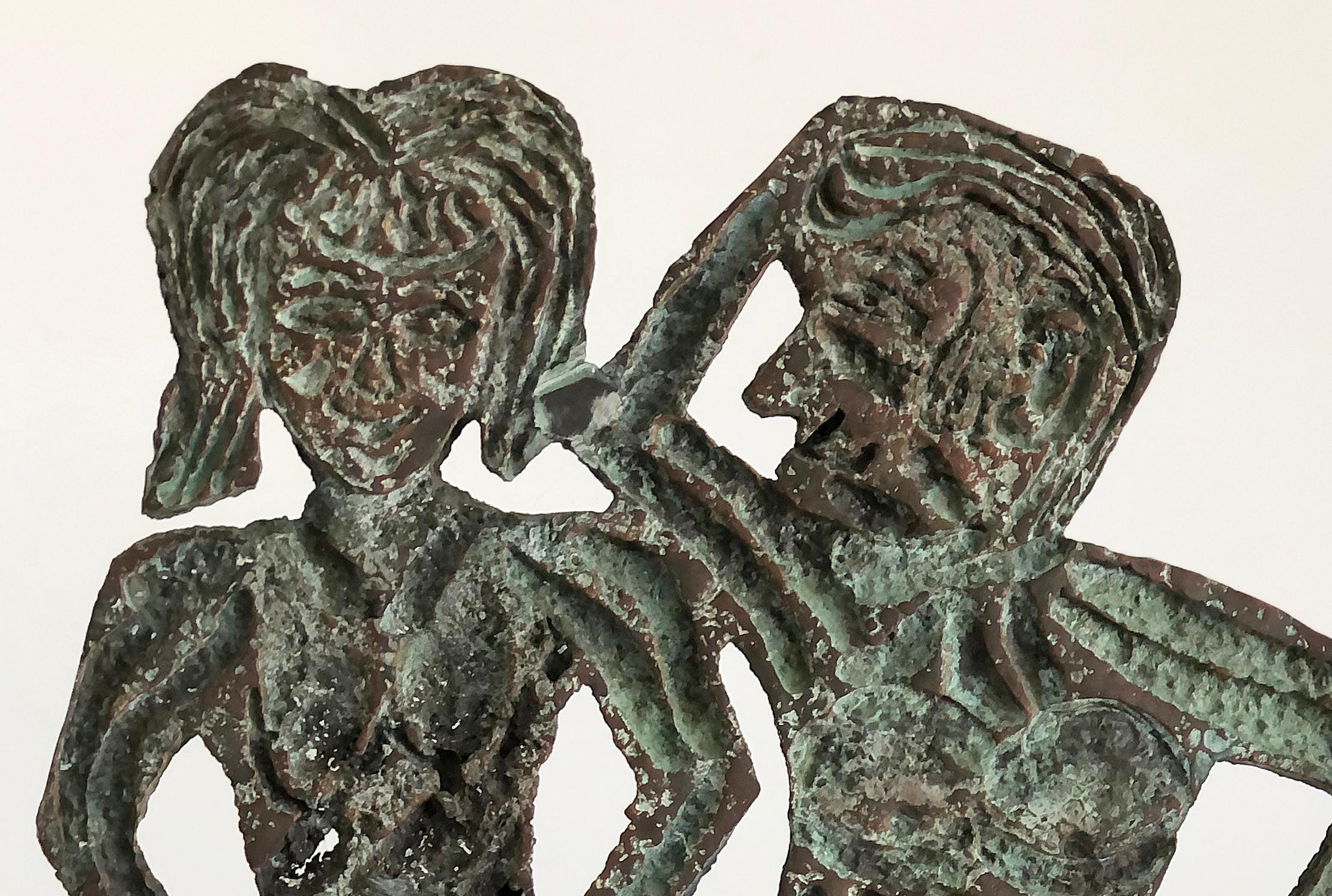 North American Brutalist Bronze Figurative Sculpture by Davis David, 1993 For Sale